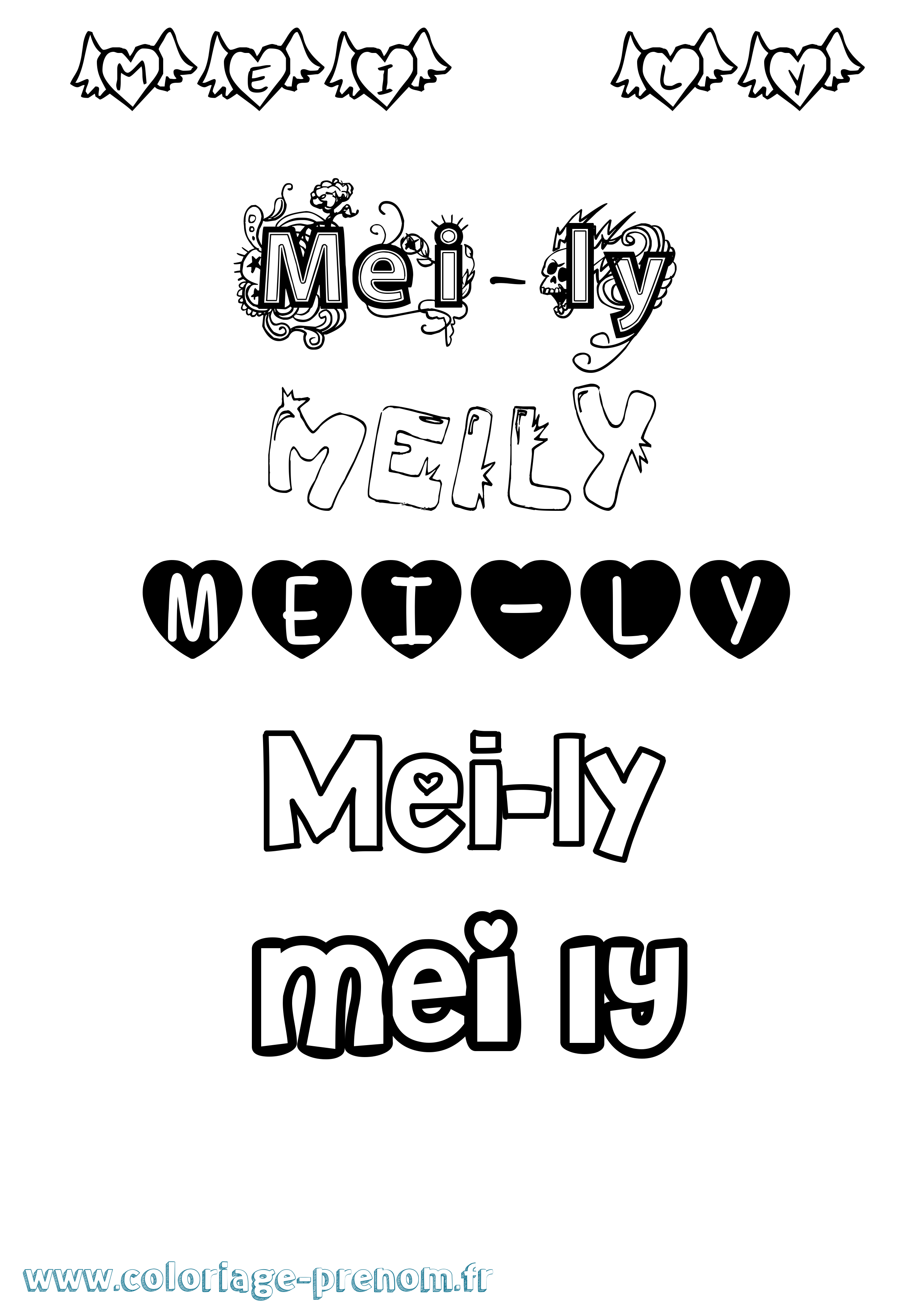 Coloriage Mei-Ly Girly Coloriage prénom Mei-Ly Girly