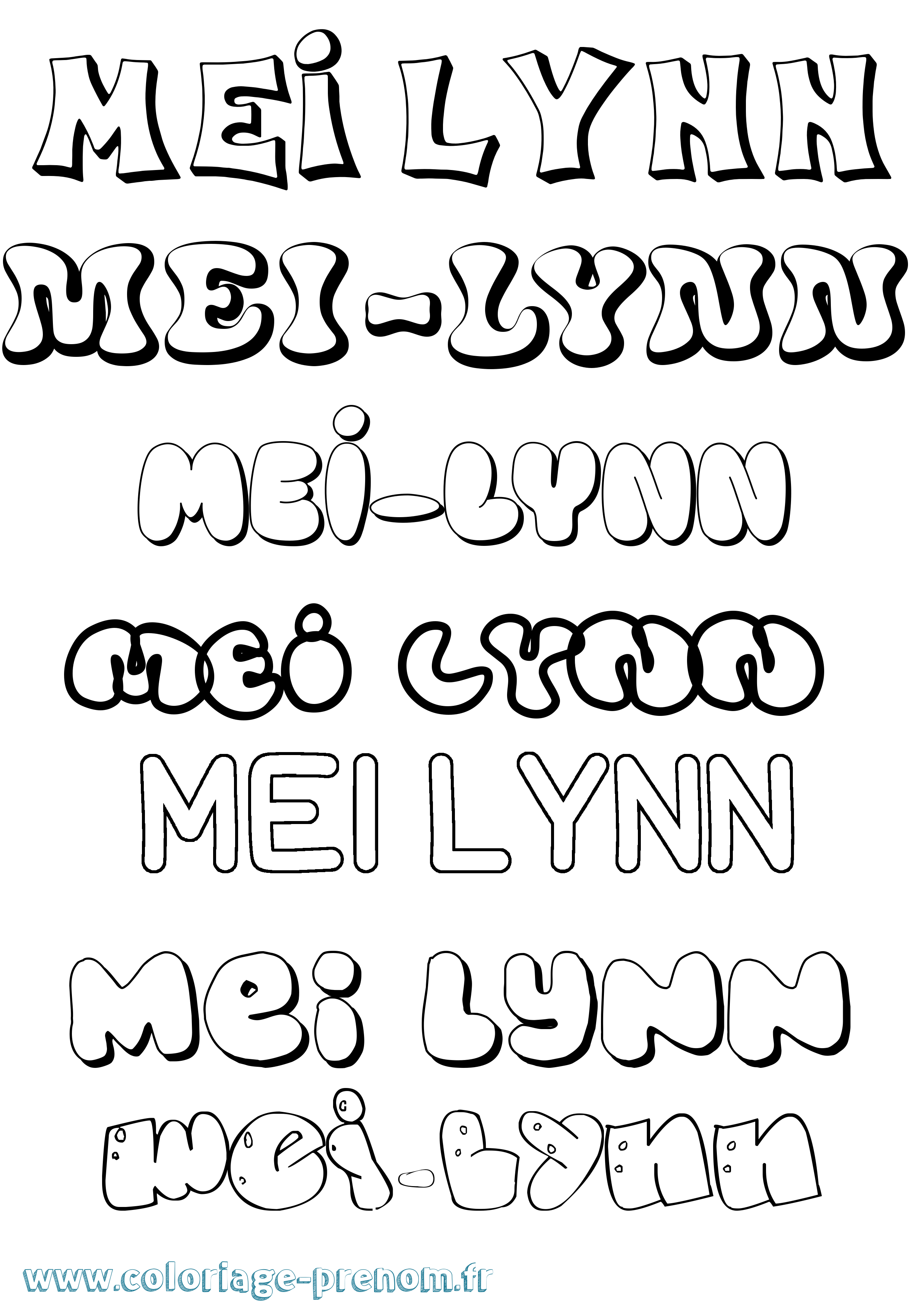 Coloriage Mei-Lynn Bubble Coloriage prénom Mei-Lynn Bubble