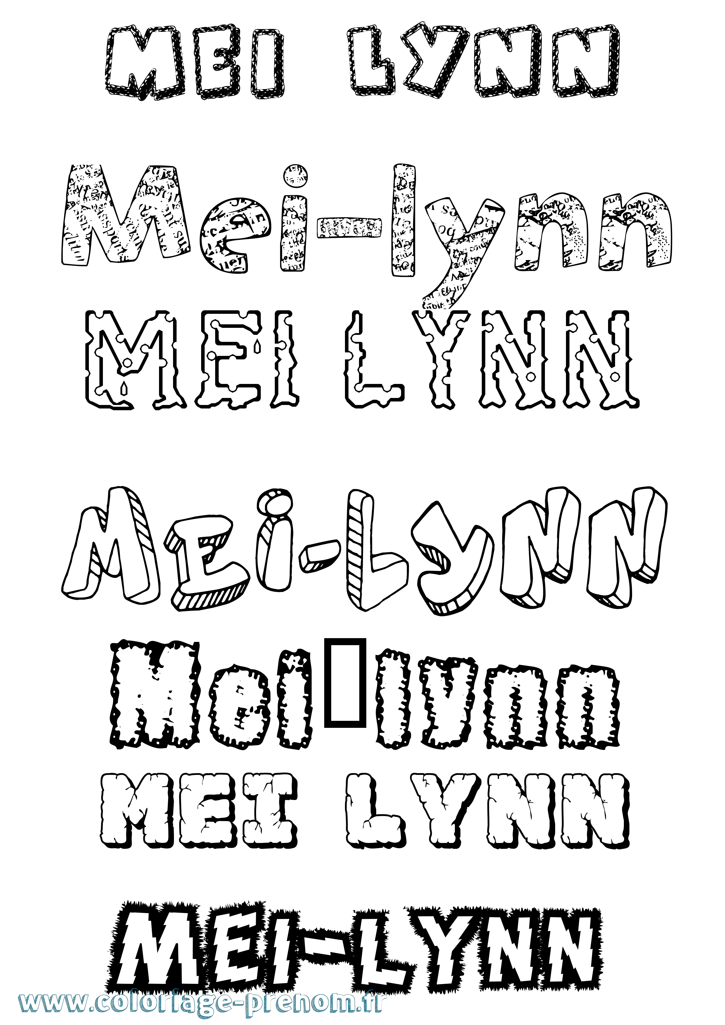 Coloriage Mei-Lynn Destructuré Coloriage prénom Mei-Lynn Destructuré