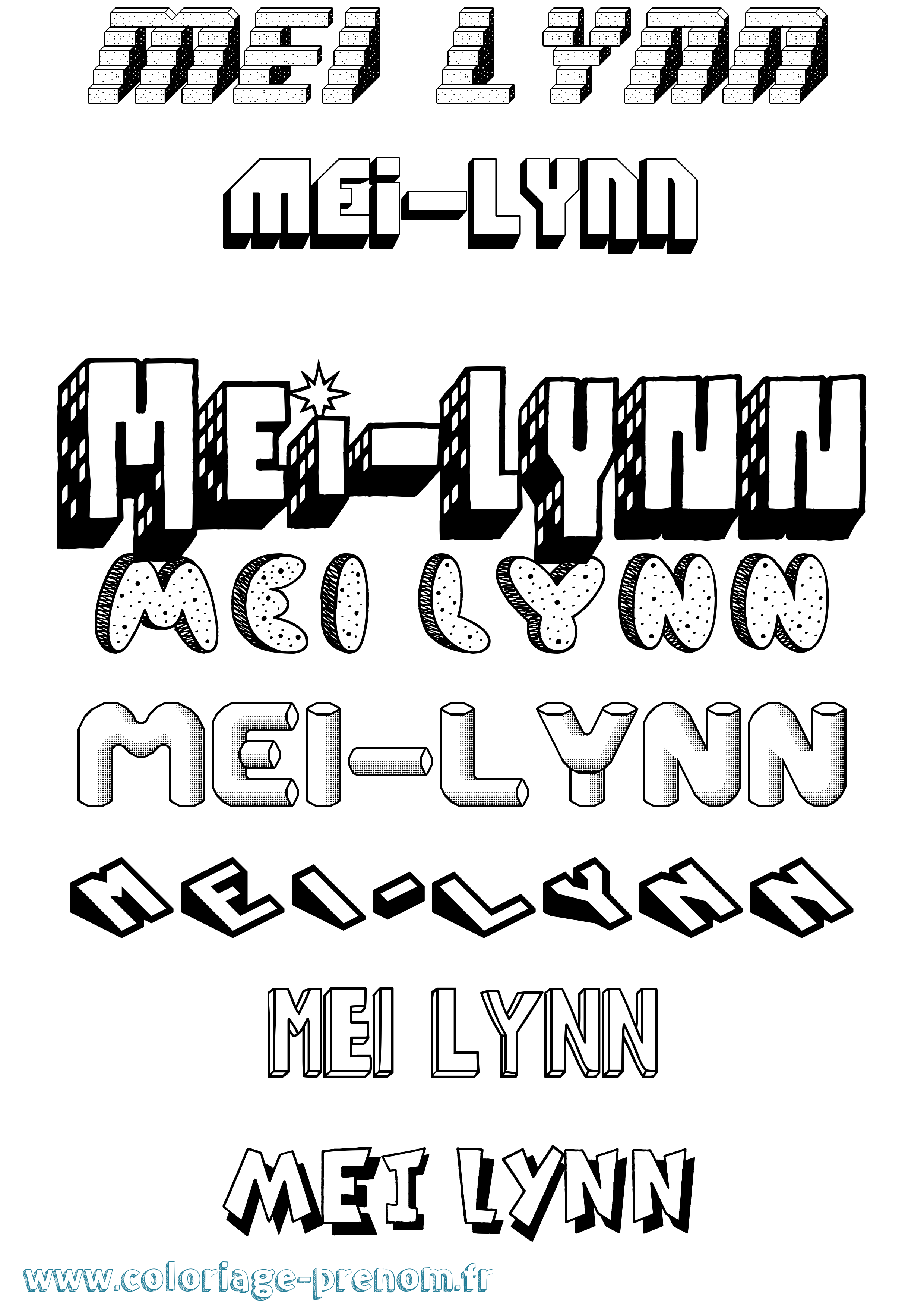 Coloriage Mei-Lynn Effet 3D Coloriage prénom Mei-Lynn Effet 3D