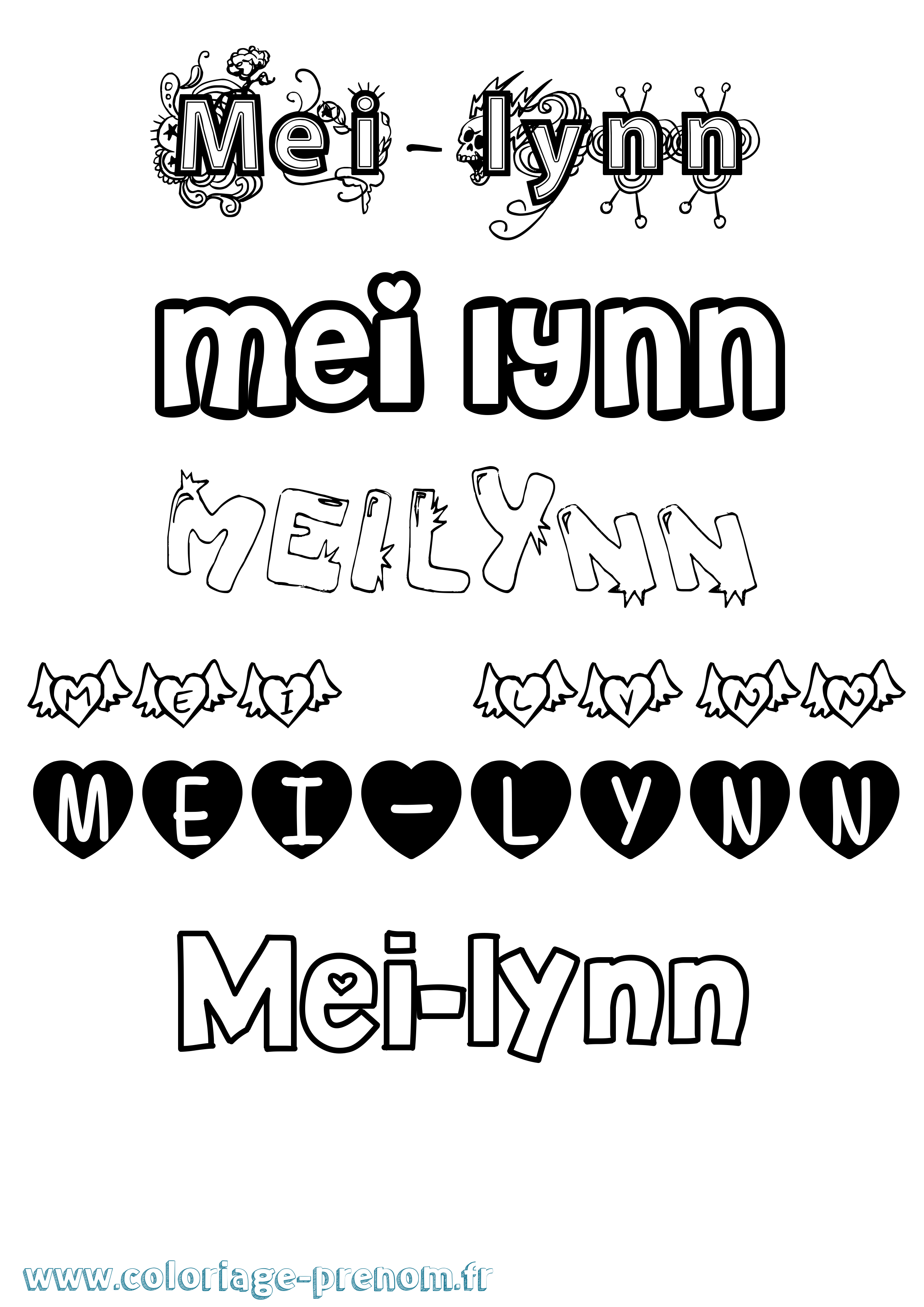 Coloriage Mei-Lynn Girly Coloriage prénom Mei-Lynn Girly