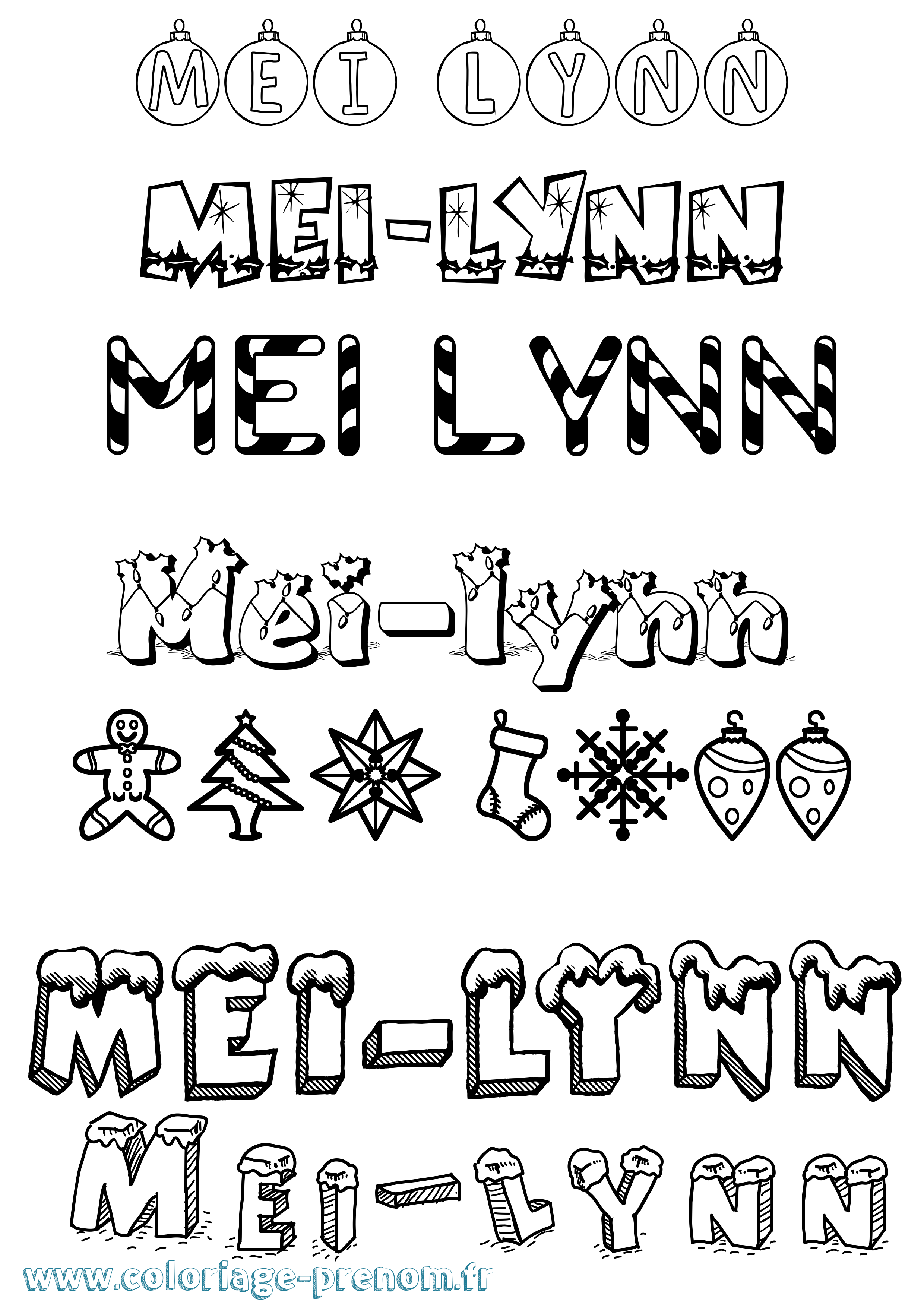 Coloriage Mei-Lynn Noël Coloriage prénom Mei-Lynn Noël