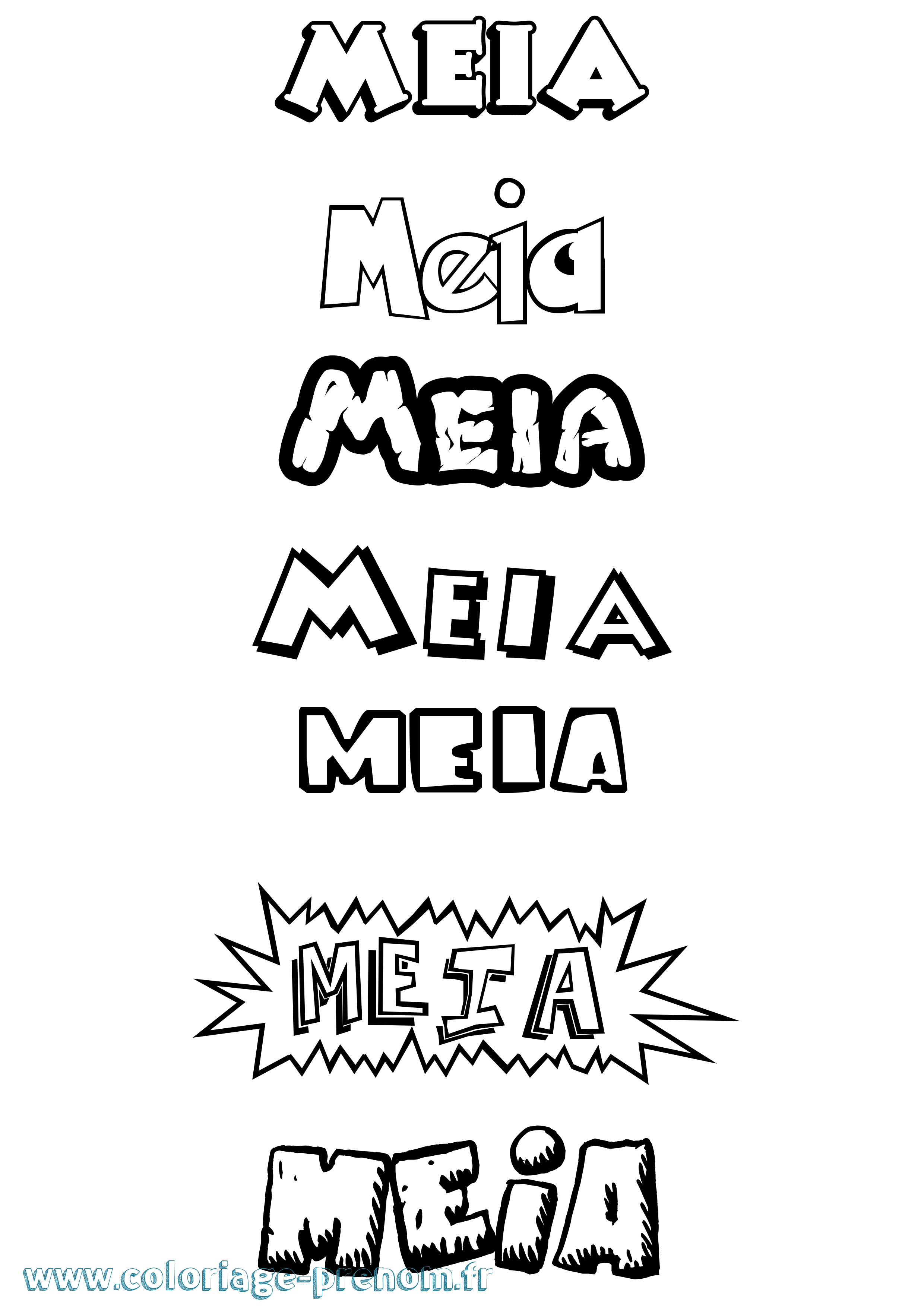 Coloriage Meia Dessin Animé Coloriage prénom Meia Dessin Animé