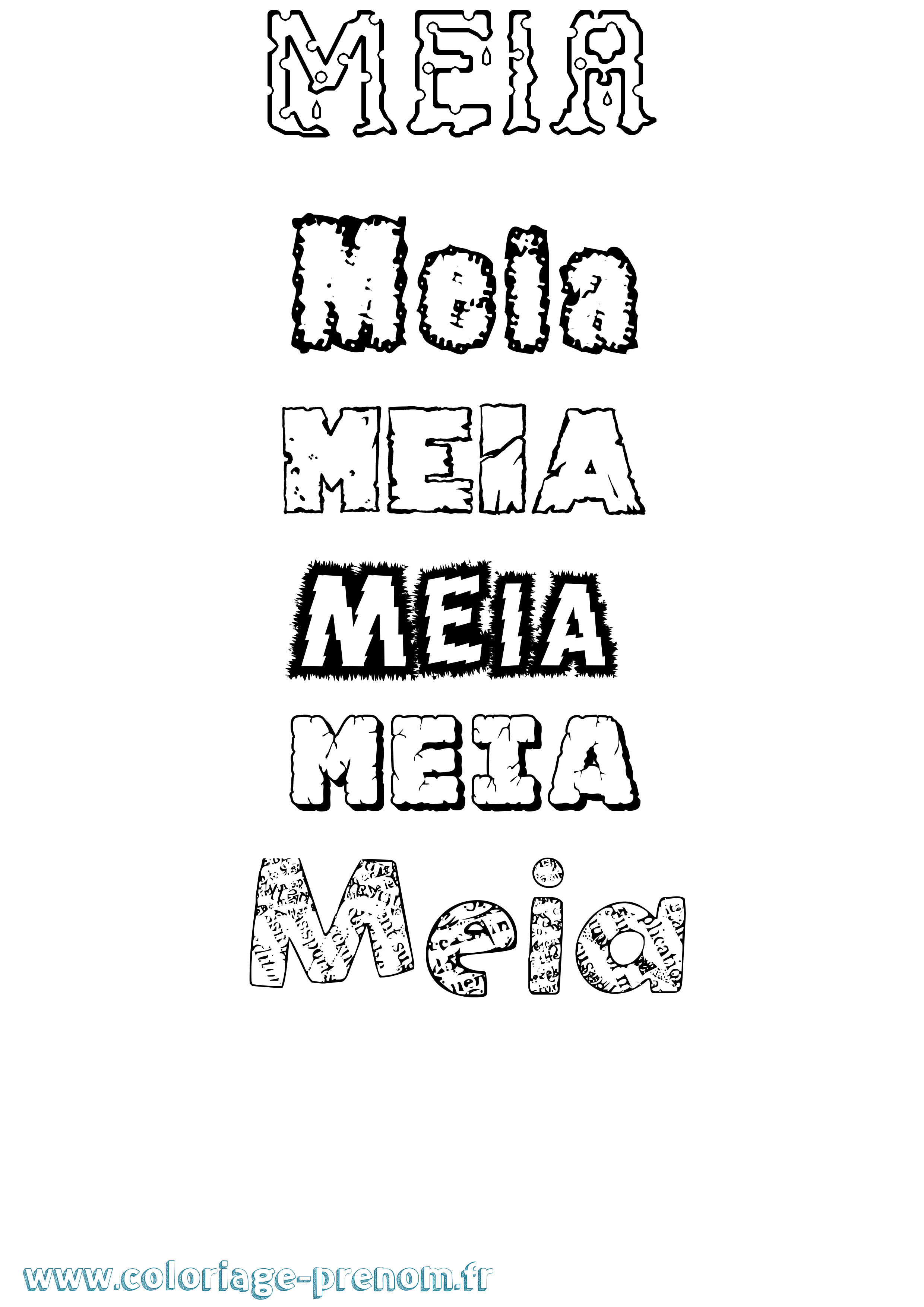 Coloriage Meia Destructuré Coloriage prénom Meia Destructuré