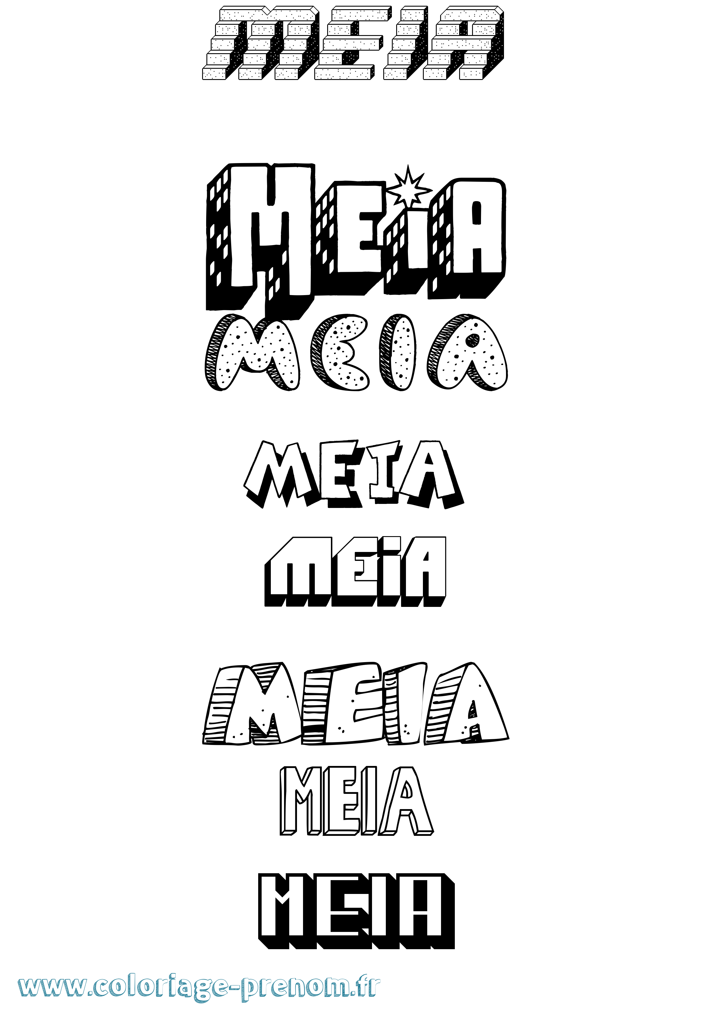 Coloriage Meia Effet 3D Coloriage prénom Meia Effet 3D