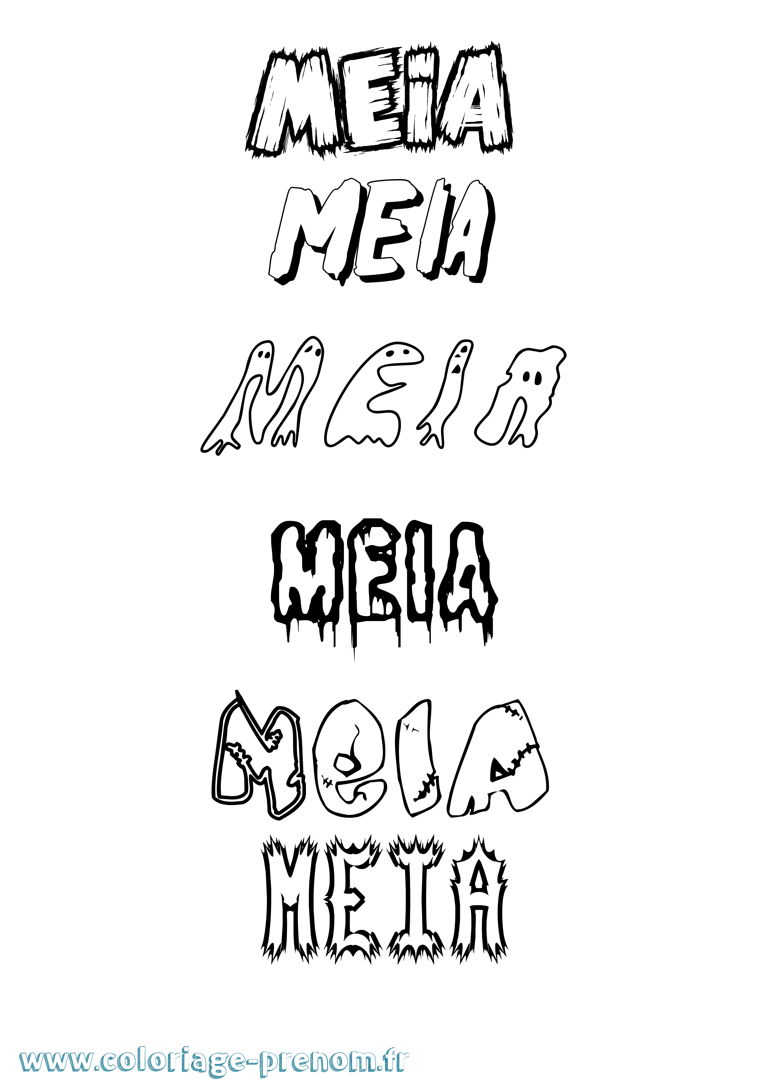 Coloriage Meia Frisson Coloriage prénom Meia Frisson