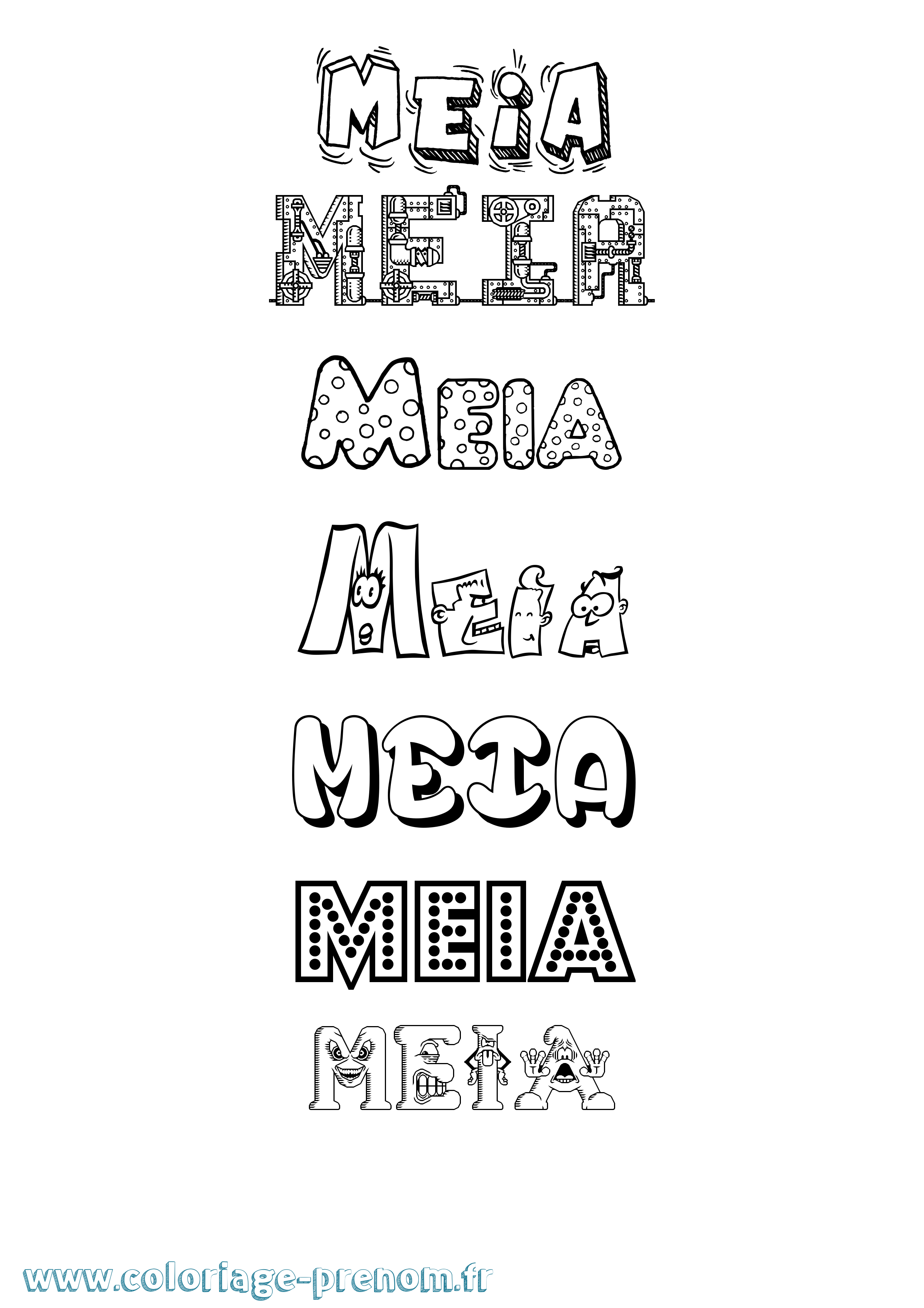 Coloriage Meia Fun Coloriage prénom Meia Fun