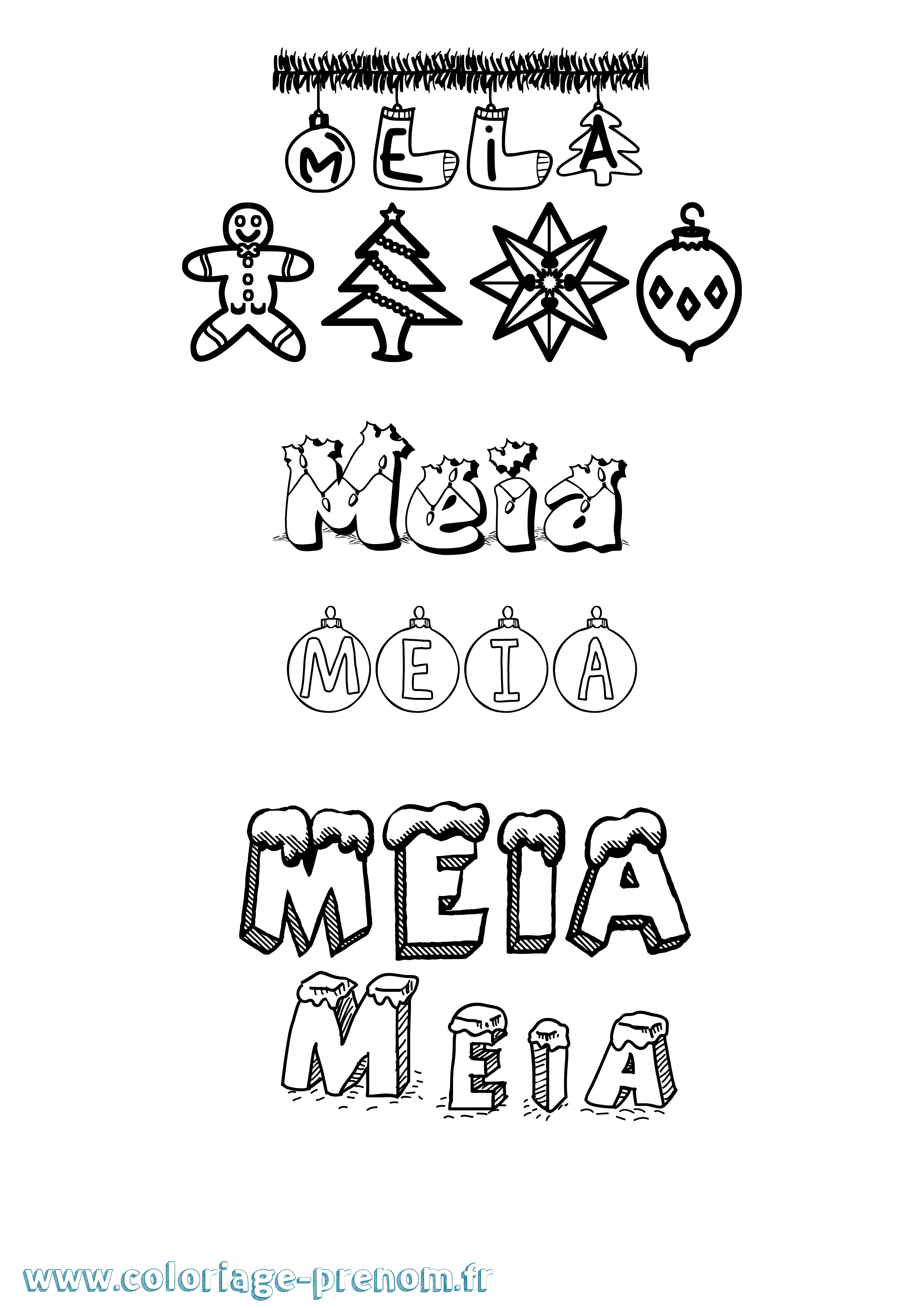 Coloriage Meia Noël Coloriage prénom Meia Noël