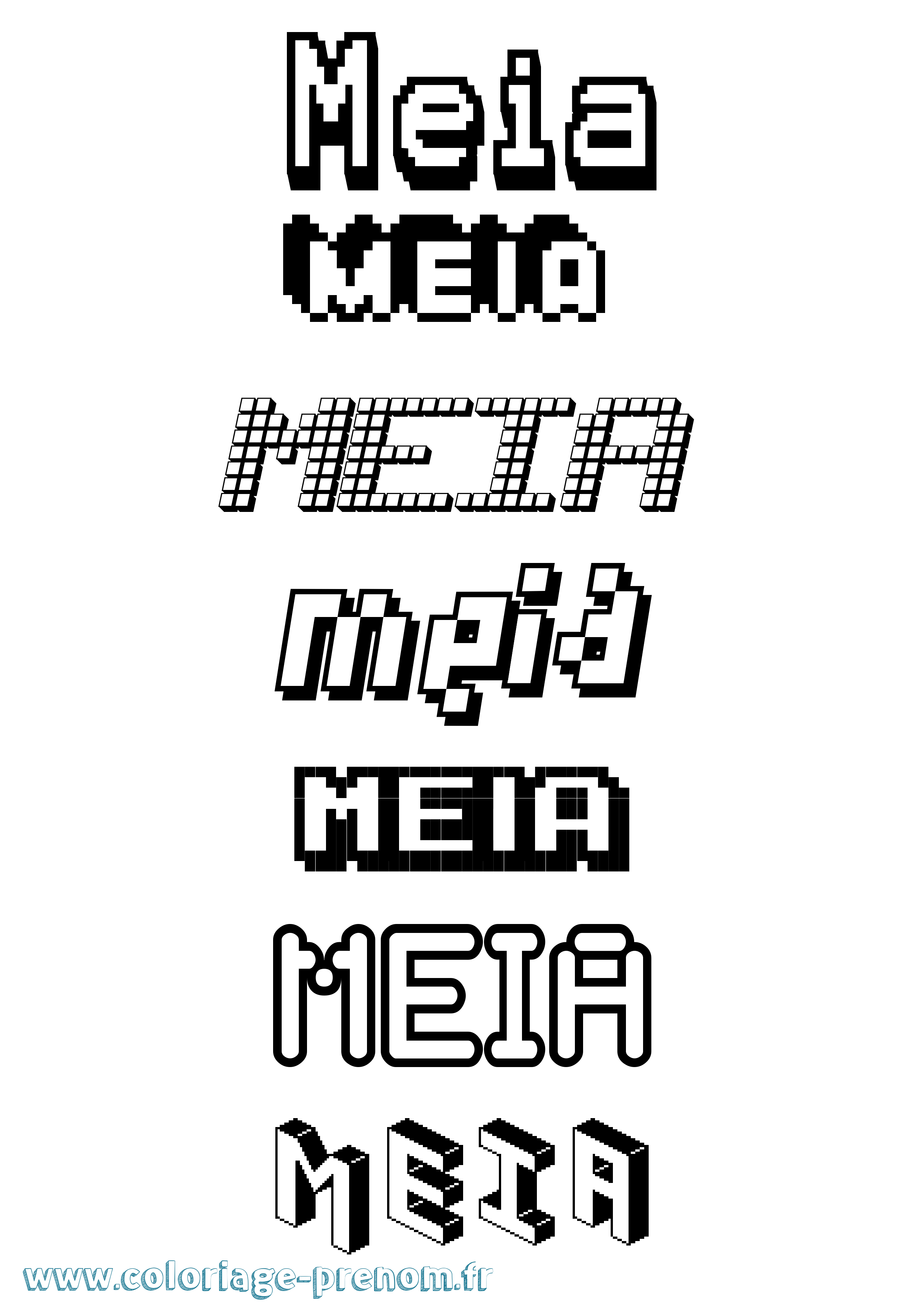 Coloriage Meia Pixel Coloriage prénom Meia Pixel