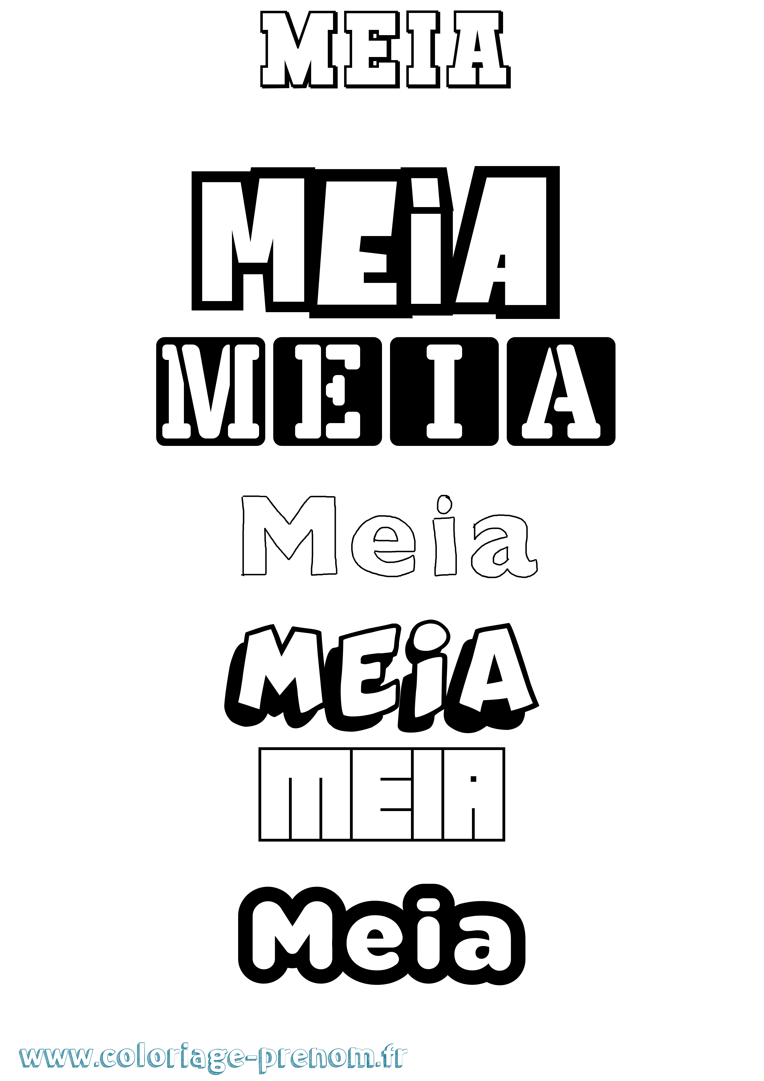 Coloriage Meia Simple Coloriage prénom Meia Simple