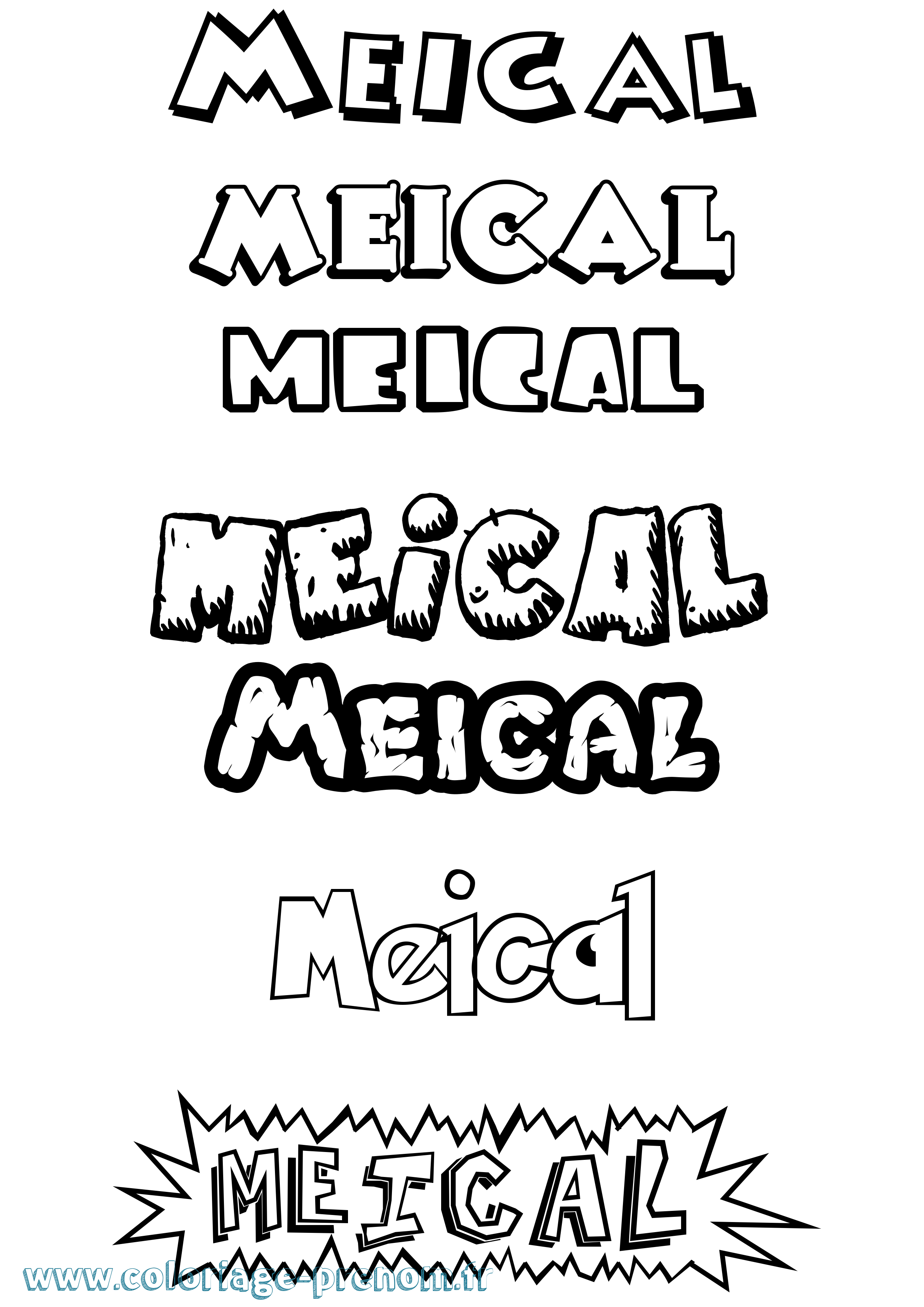 Coloriage Meical Dessin Animé Coloriage prénom Meical Dessin Animé