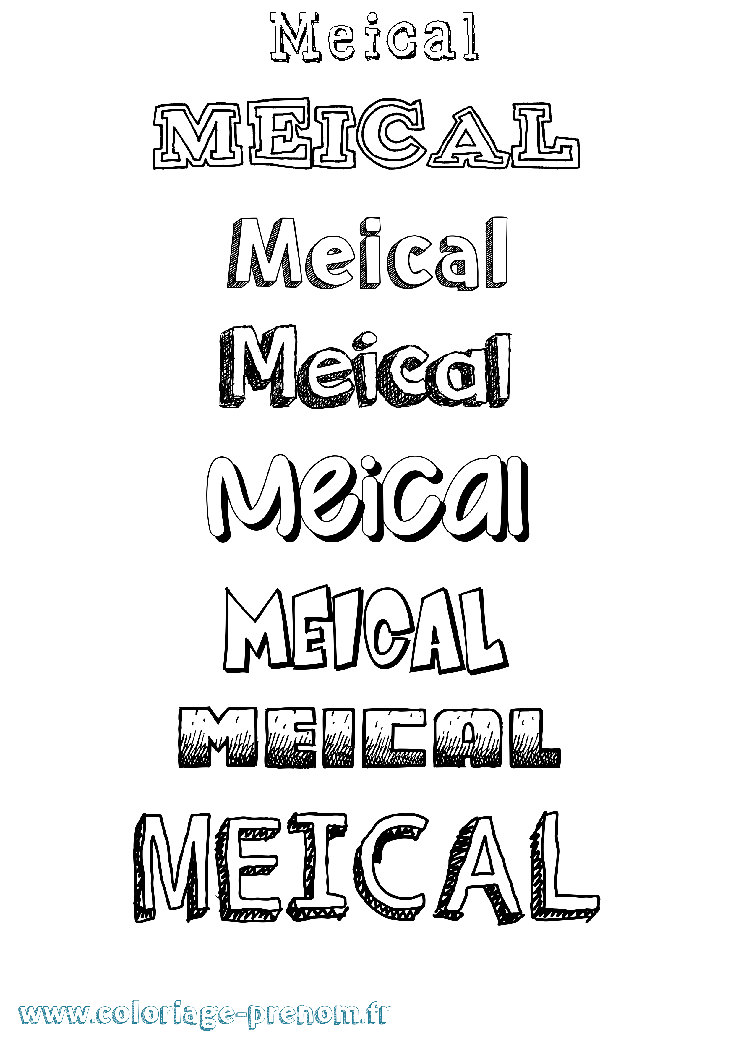 Coloriage Meical Dessiné Coloriage prénom Meical Dessiné