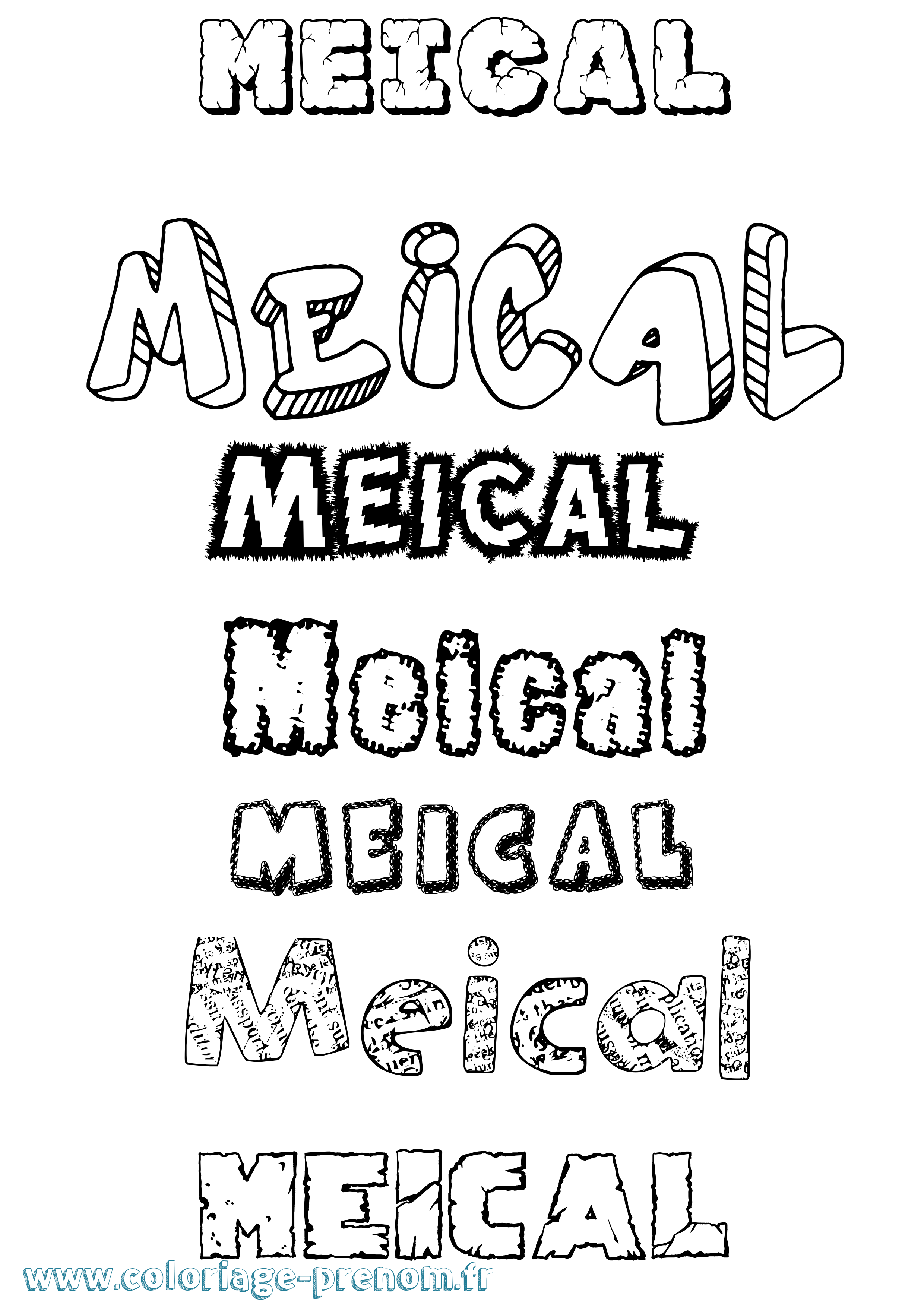 Coloriage Meical Destructuré Coloriage prénom Meical Destructuré