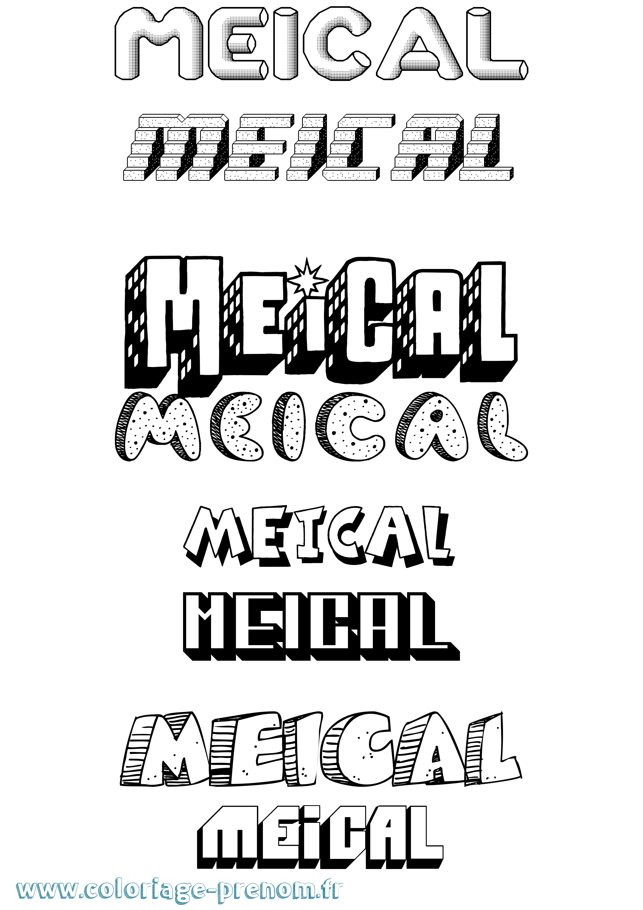 Coloriage Meical Effet 3D Coloriage prénom Meical Effet 3D