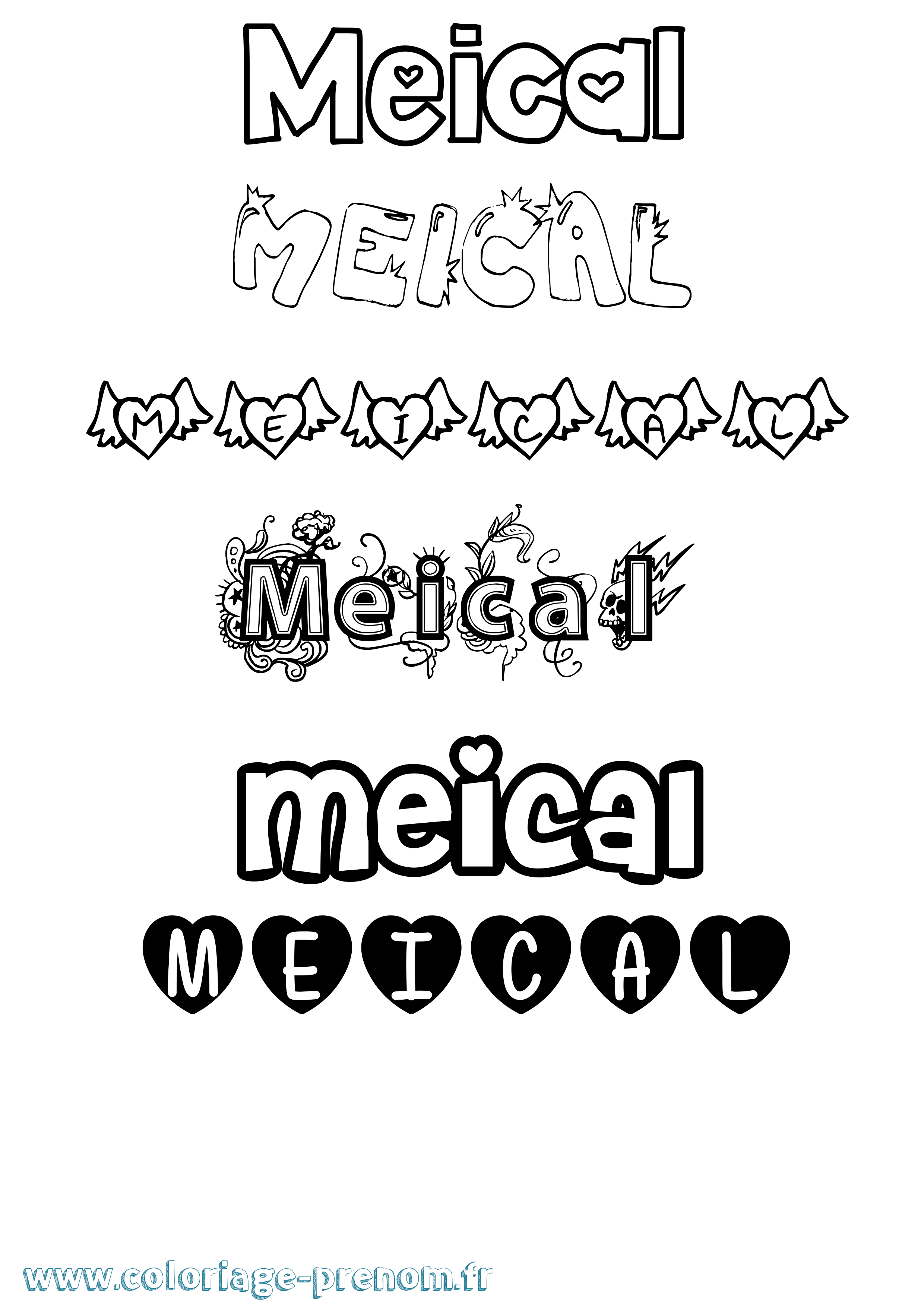 Coloriage Meical Girly Coloriage prénom Meical Girly