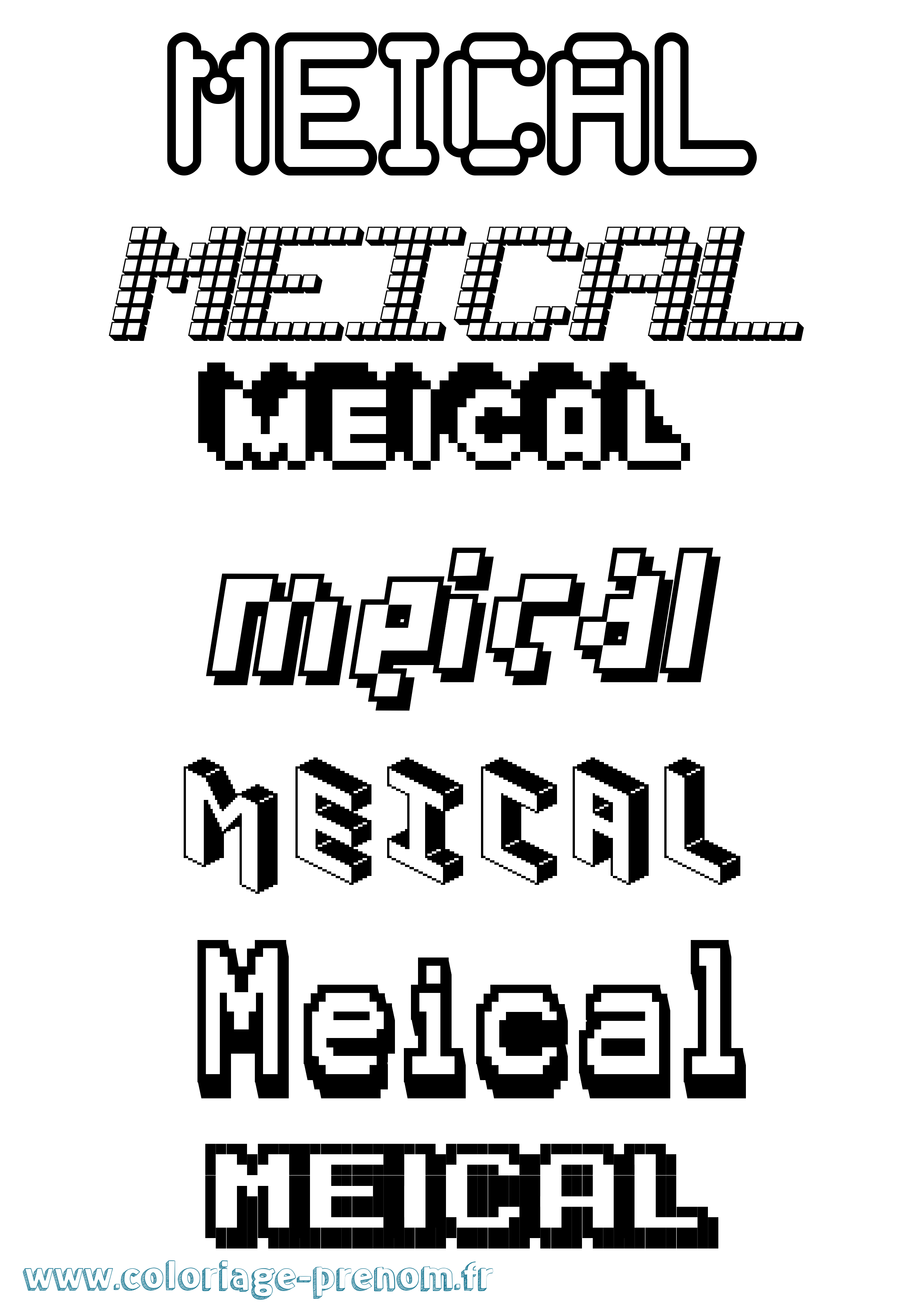 Coloriage Meical Pixel Coloriage prénom Meical Pixel