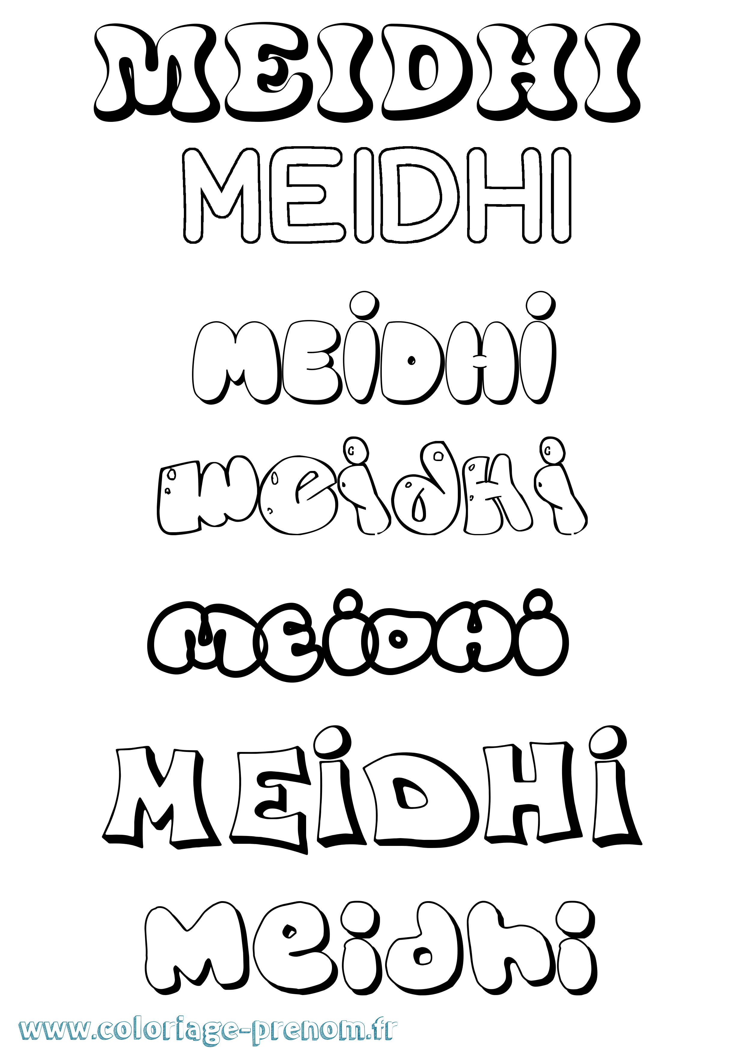 Coloriage Meidhi Bubble Coloriage prénom Meidhi Bubble