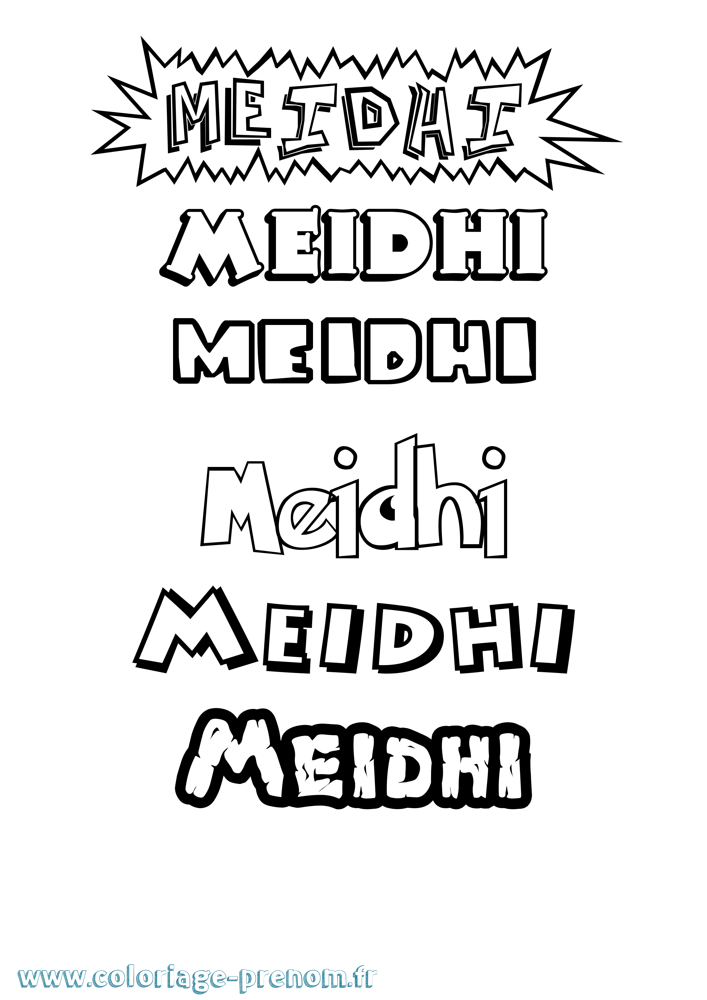 Coloriage Meidhi Dessin Animé Coloriage prénom Meidhi Dessin Animé