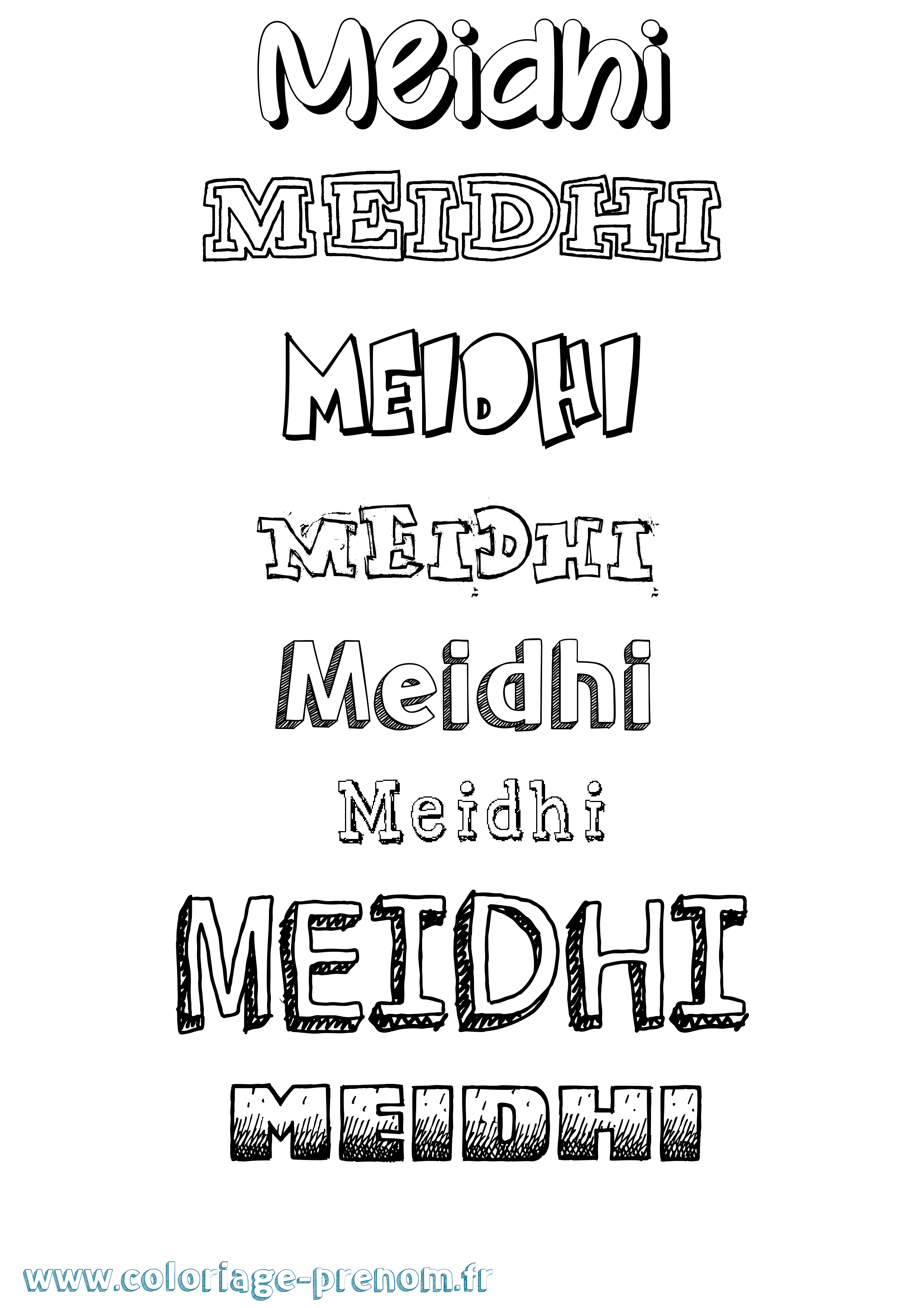 Coloriage Meidhi Dessiné Coloriage prénom Meidhi Dessiné