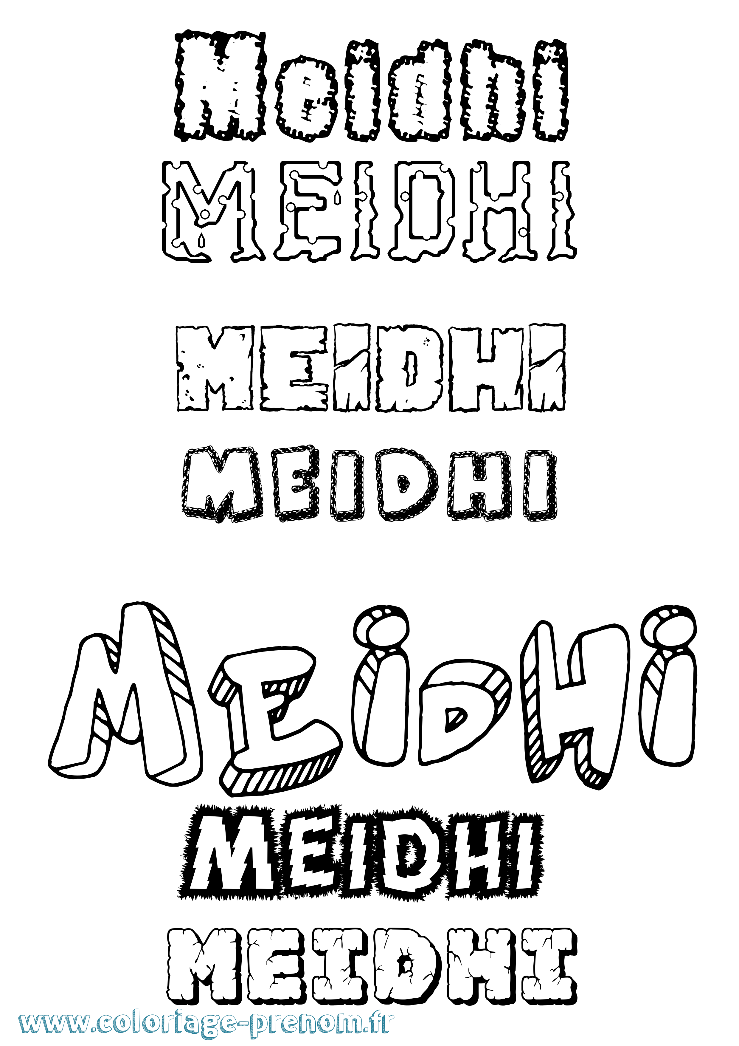 Coloriage Meidhi Destructuré Coloriage prénom Meidhi Destructuré