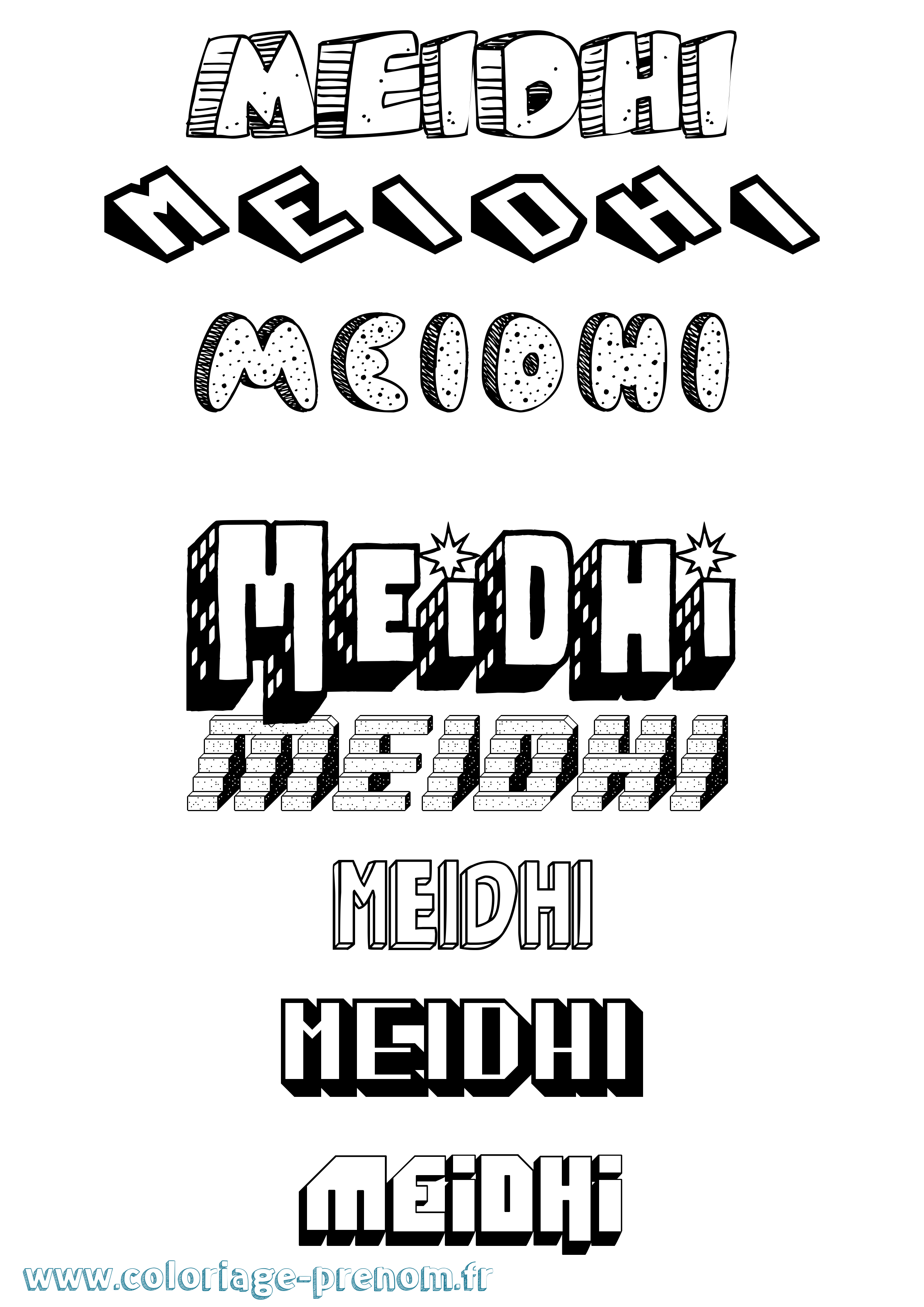 Coloriage Meidhi Effet 3D Coloriage prénom Meidhi Effet 3D