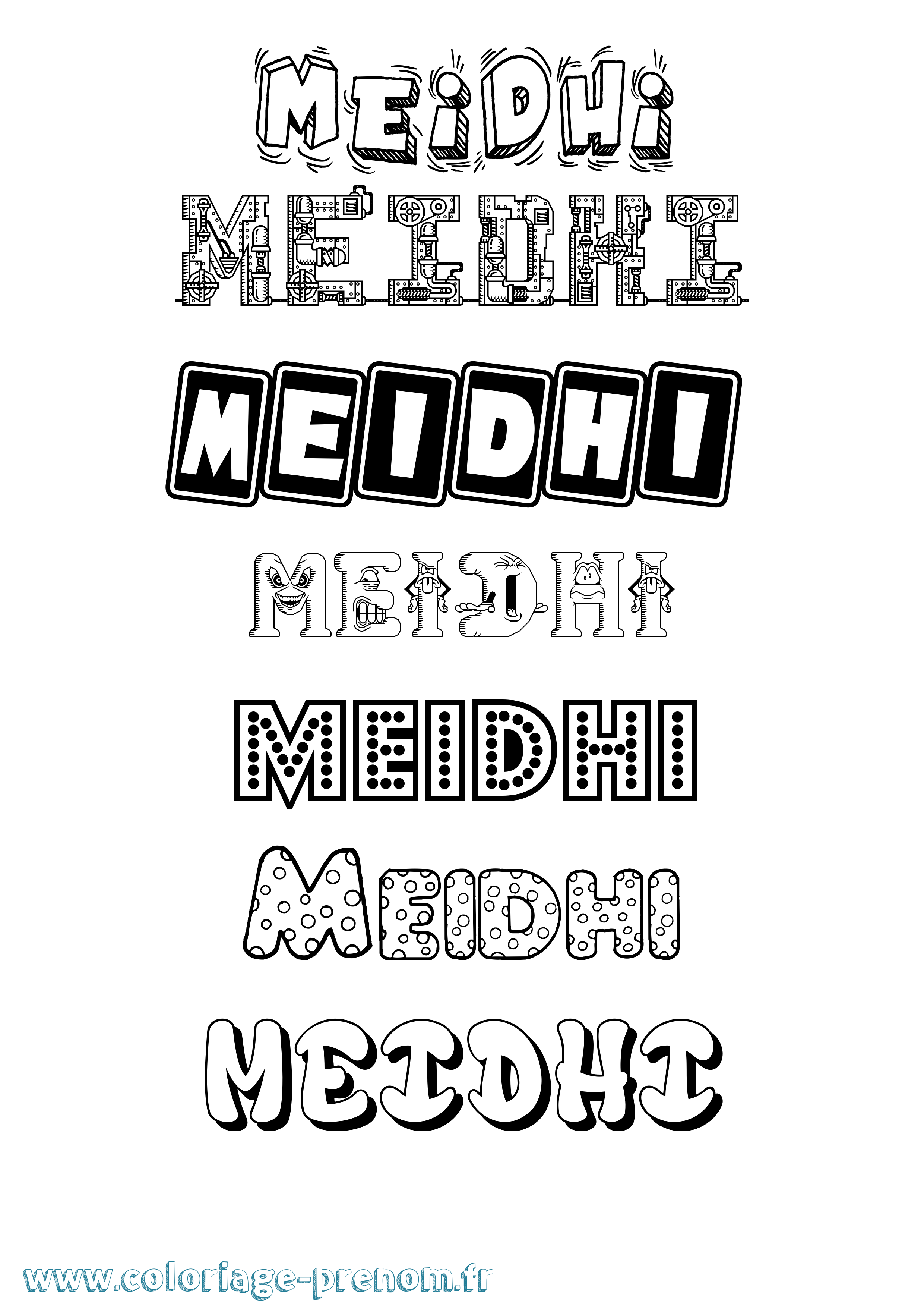 Coloriage Meidhi Fun Coloriage prénom Meidhi Fun