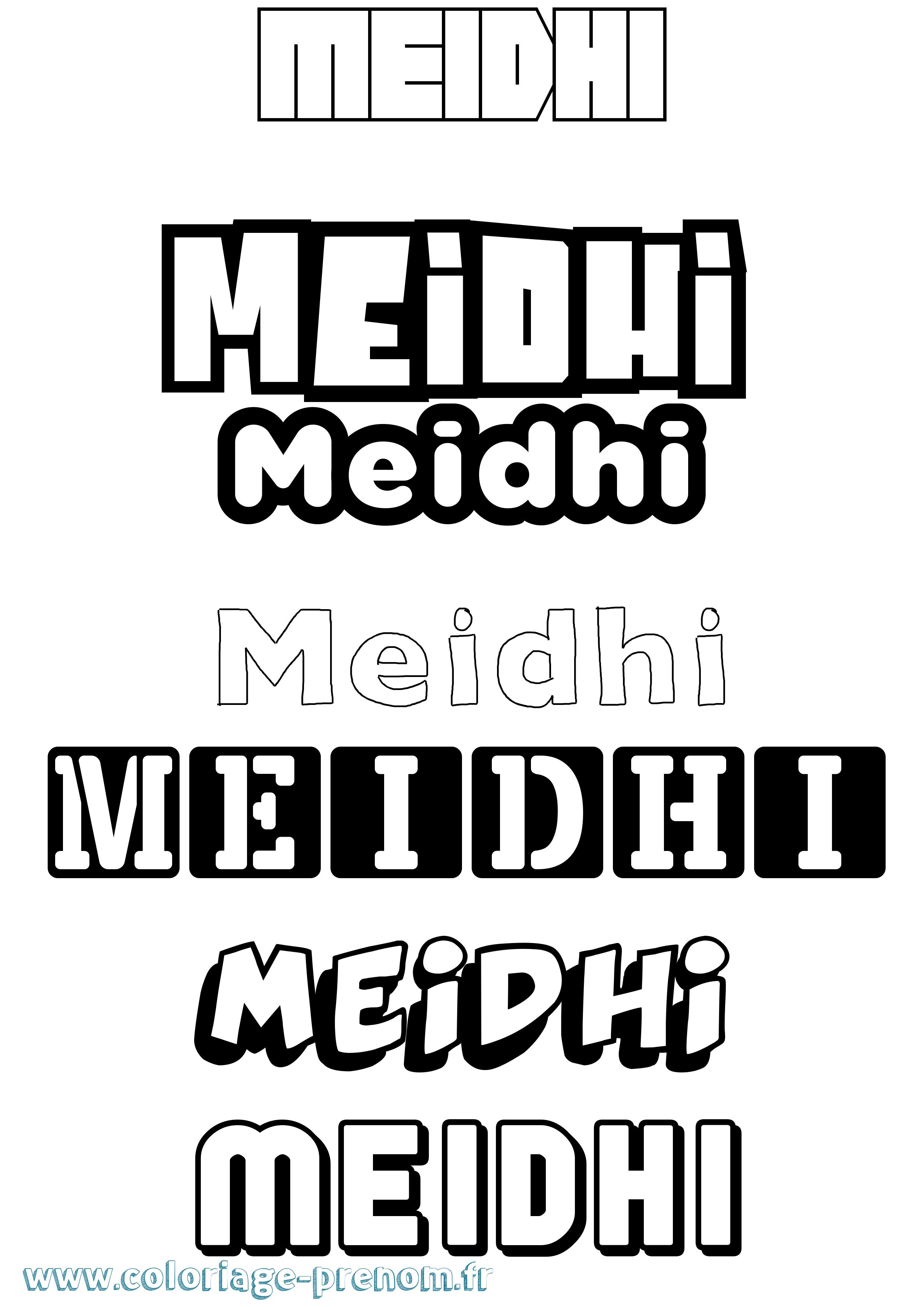 Coloriage Meidhi Simple Coloriage prénom Meidhi Simple
