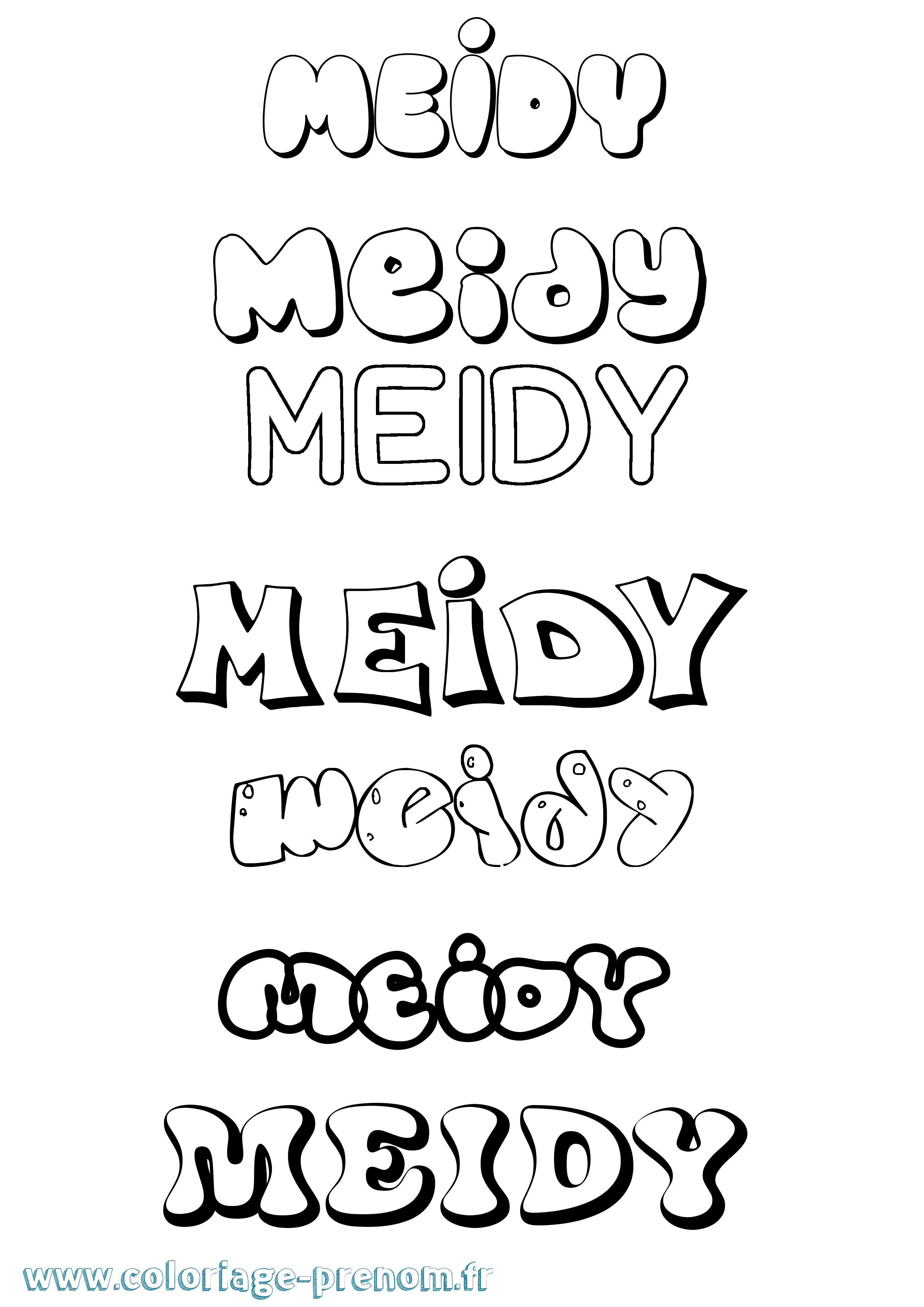 Coloriage Meidy Bubble Coloriage prénom Meidy Bubble