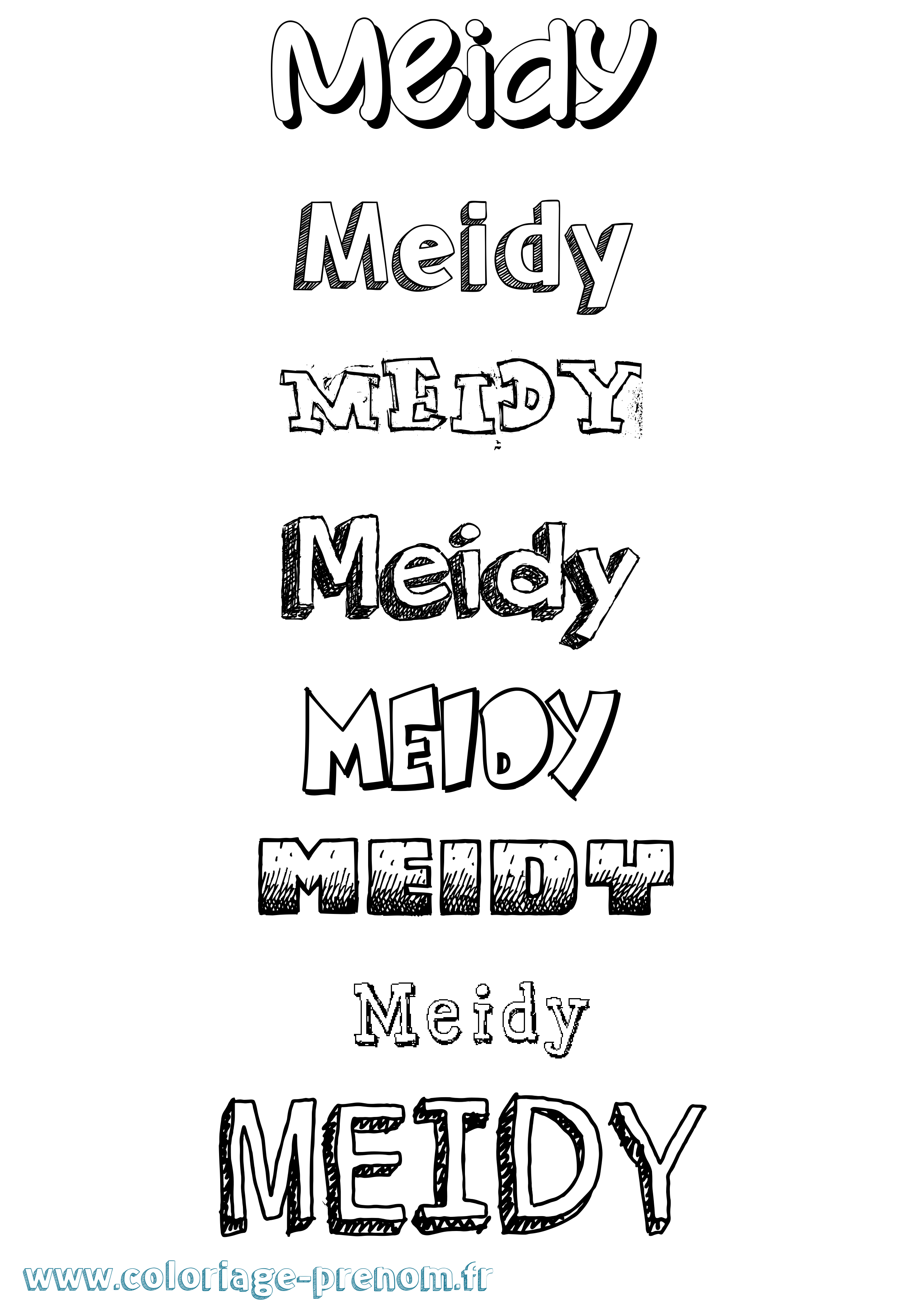 Coloriage Meidy Dessiné Coloriage prénom Meidy Dessiné