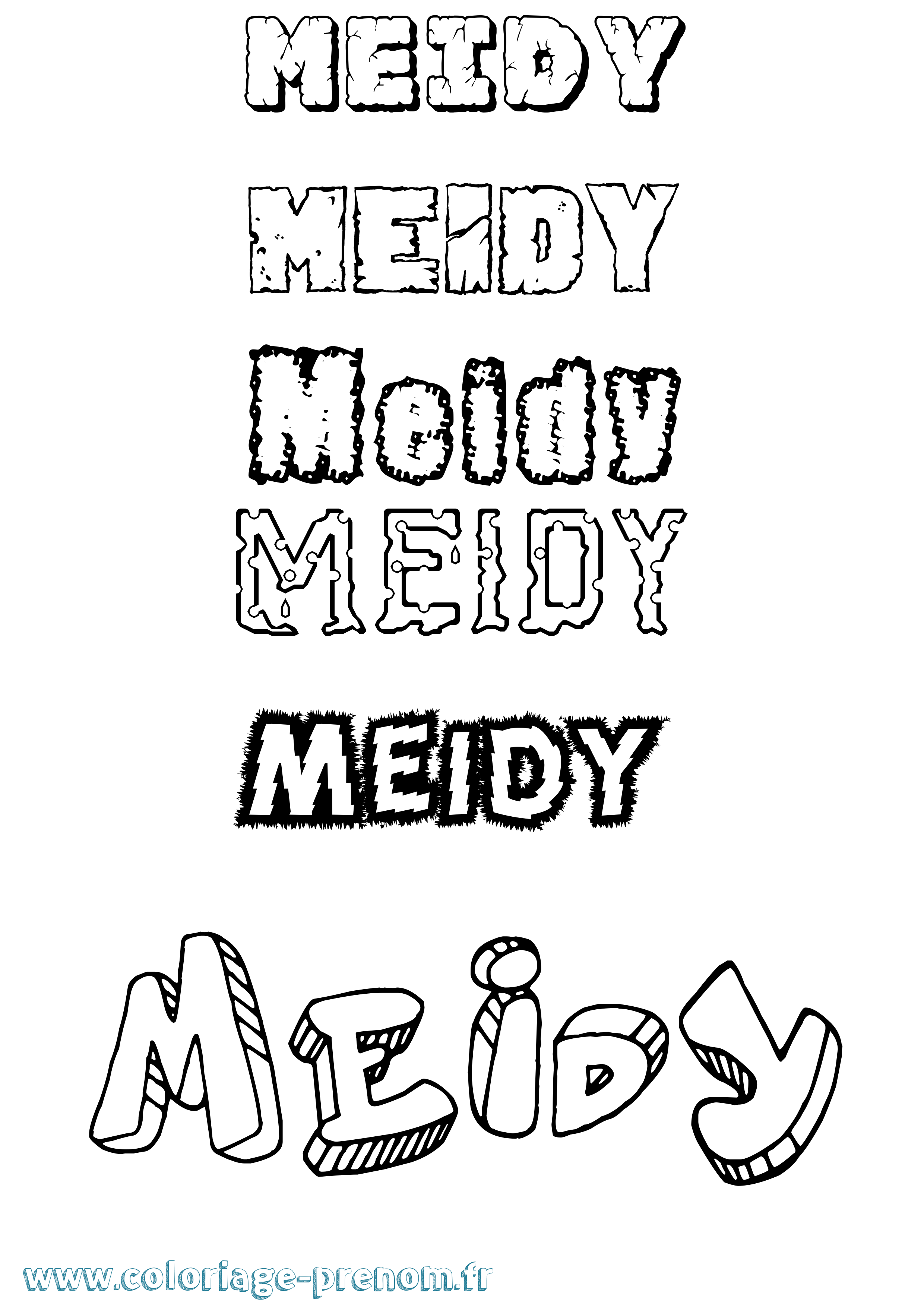 Coloriage Meidy Destructuré Coloriage prénom Meidy Destructuré