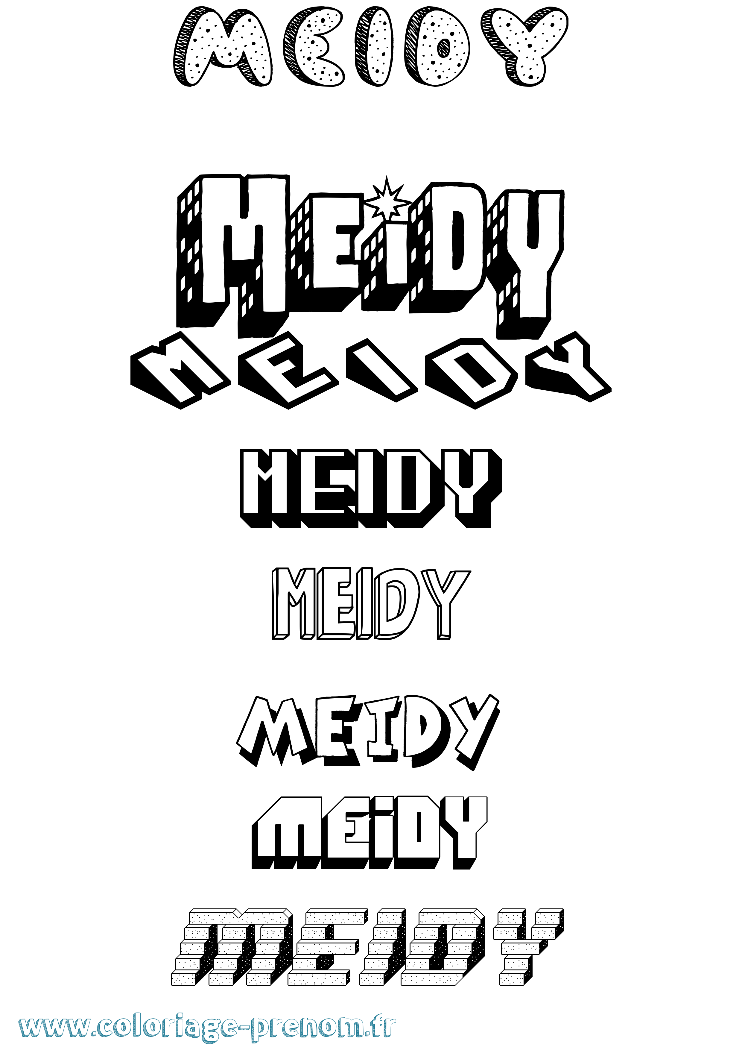 Coloriage Meidy Effet 3D Coloriage prénom Meidy Effet 3D