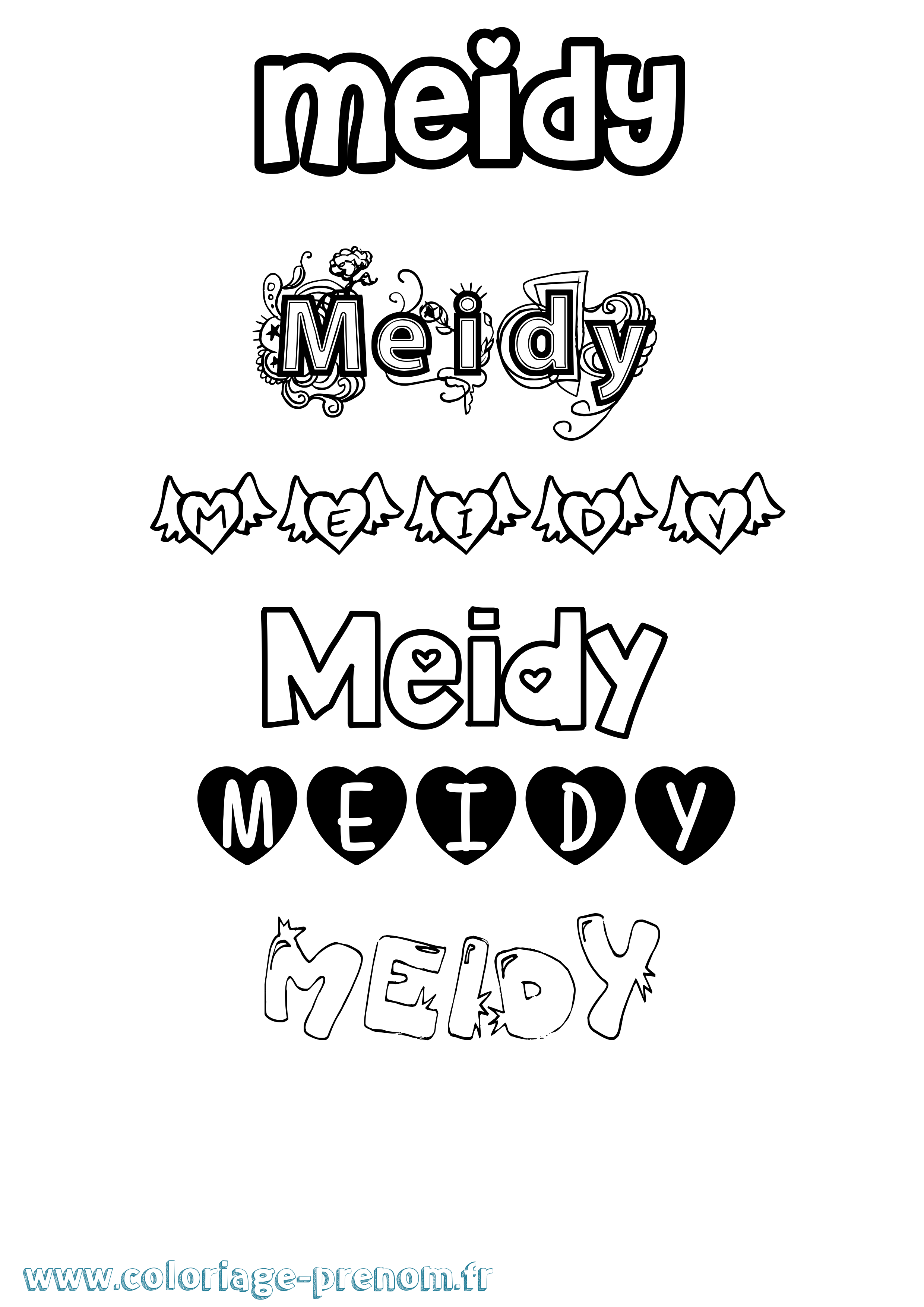 Coloriage Meidy Girly Coloriage prénom Meidy Girly