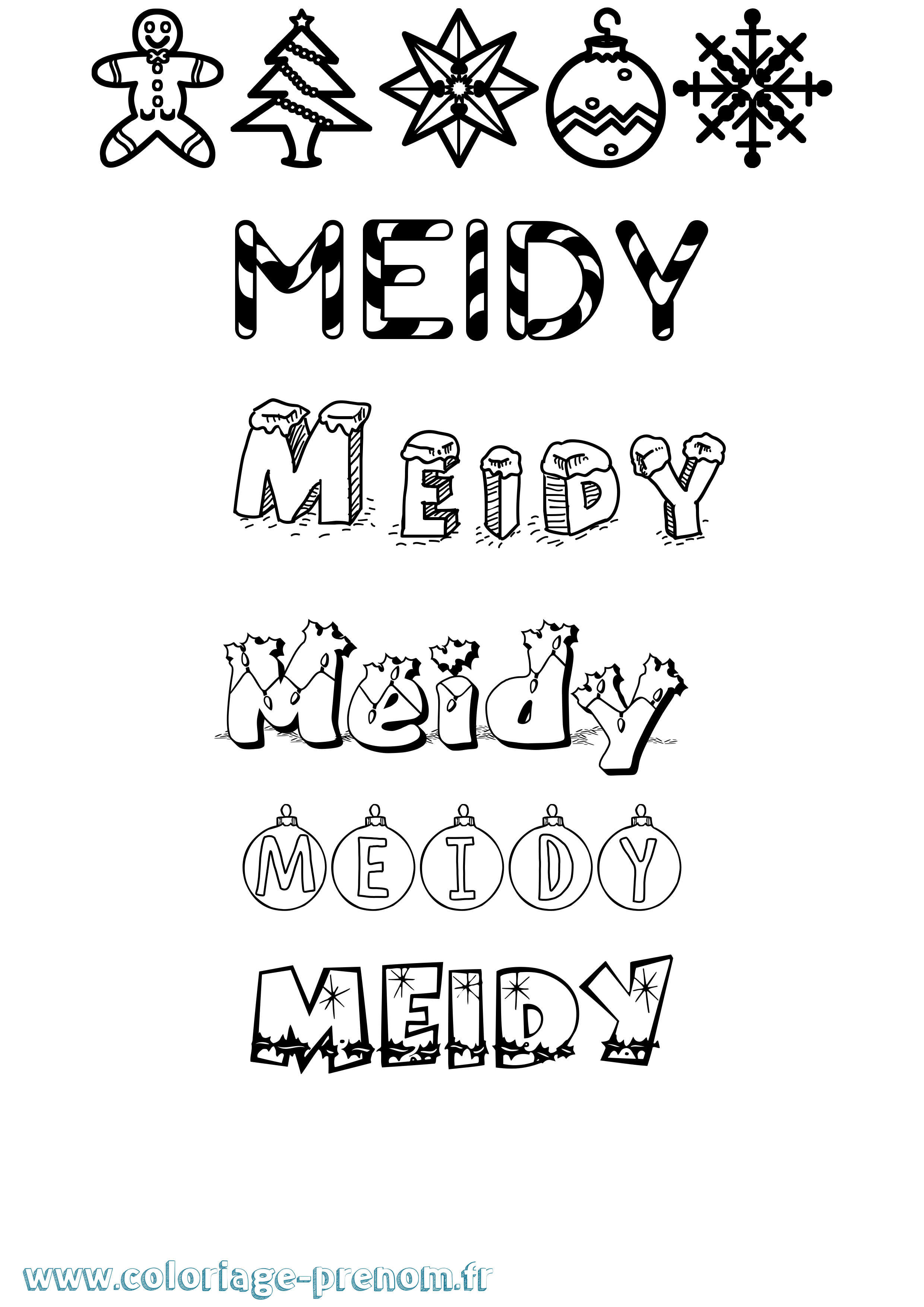 Coloriage Meidy Noël Coloriage prénom Meidy Noël