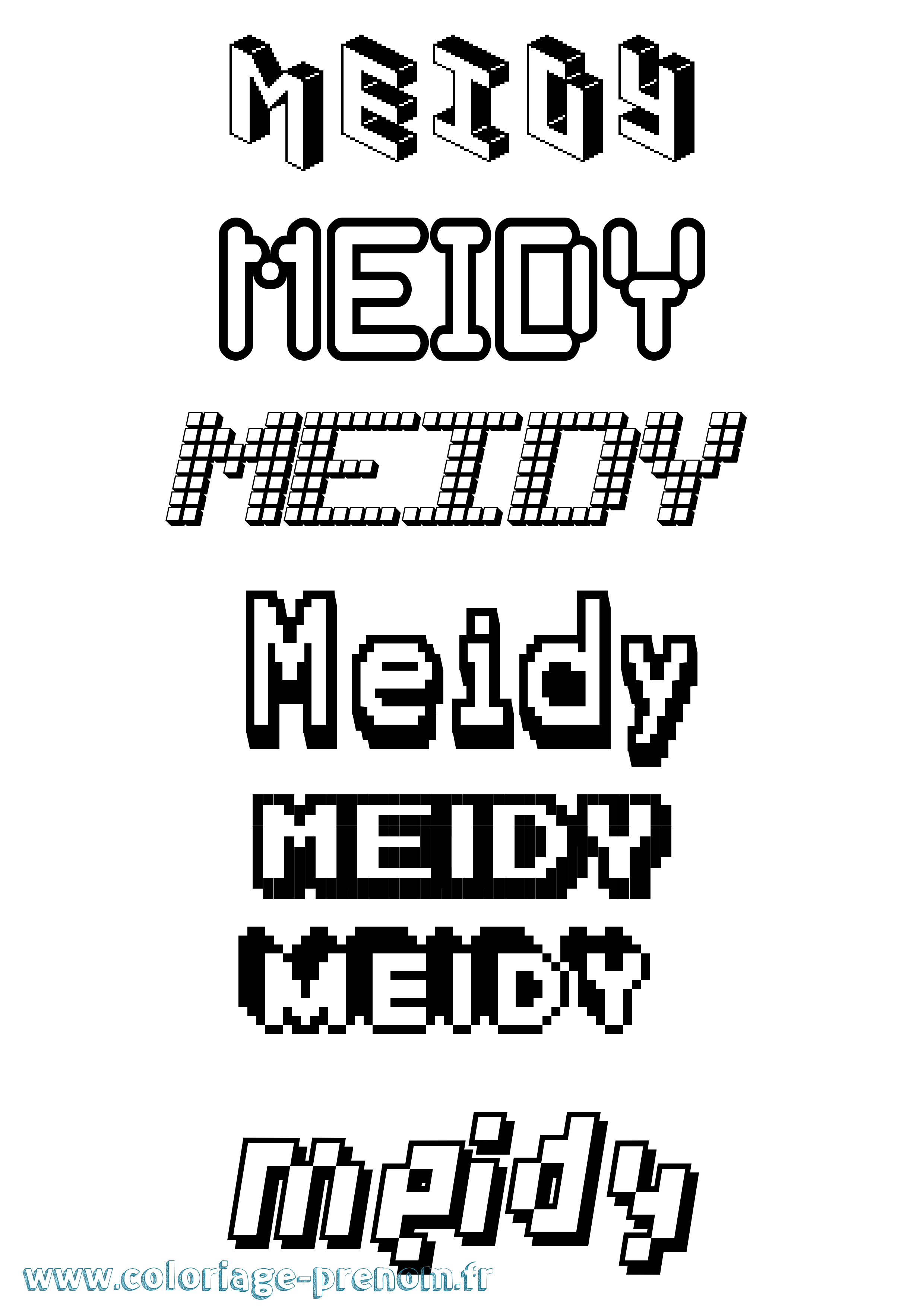 Coloriage Meidy Pixel Coloriage prénom Meidy Pixel