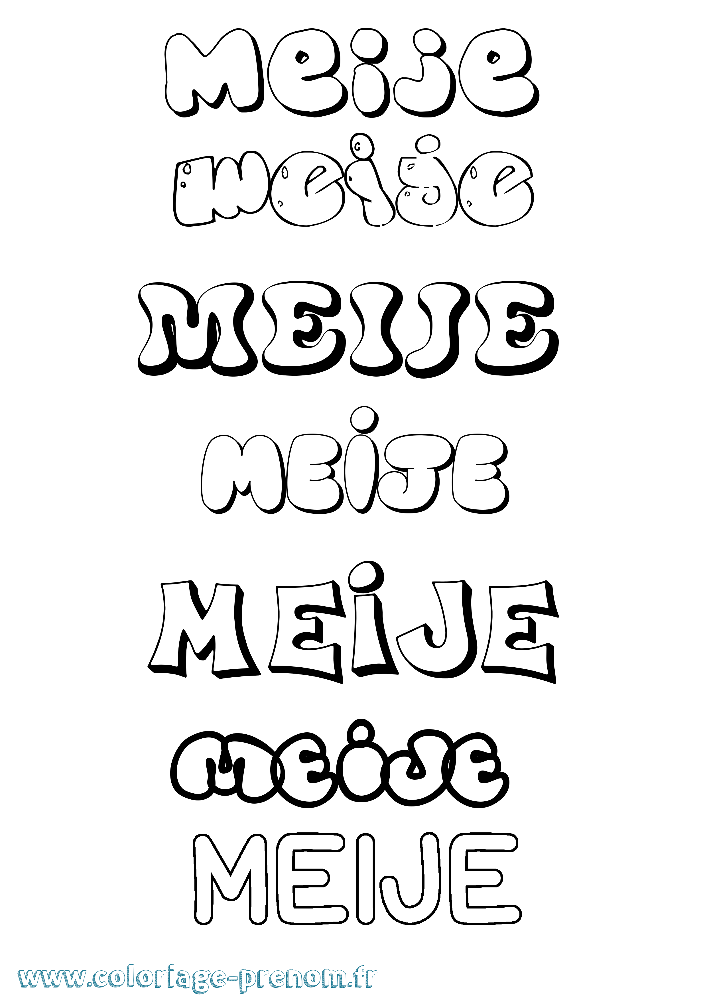 Coloriage Meije Bubble Coloriage prénom Meije Bubble