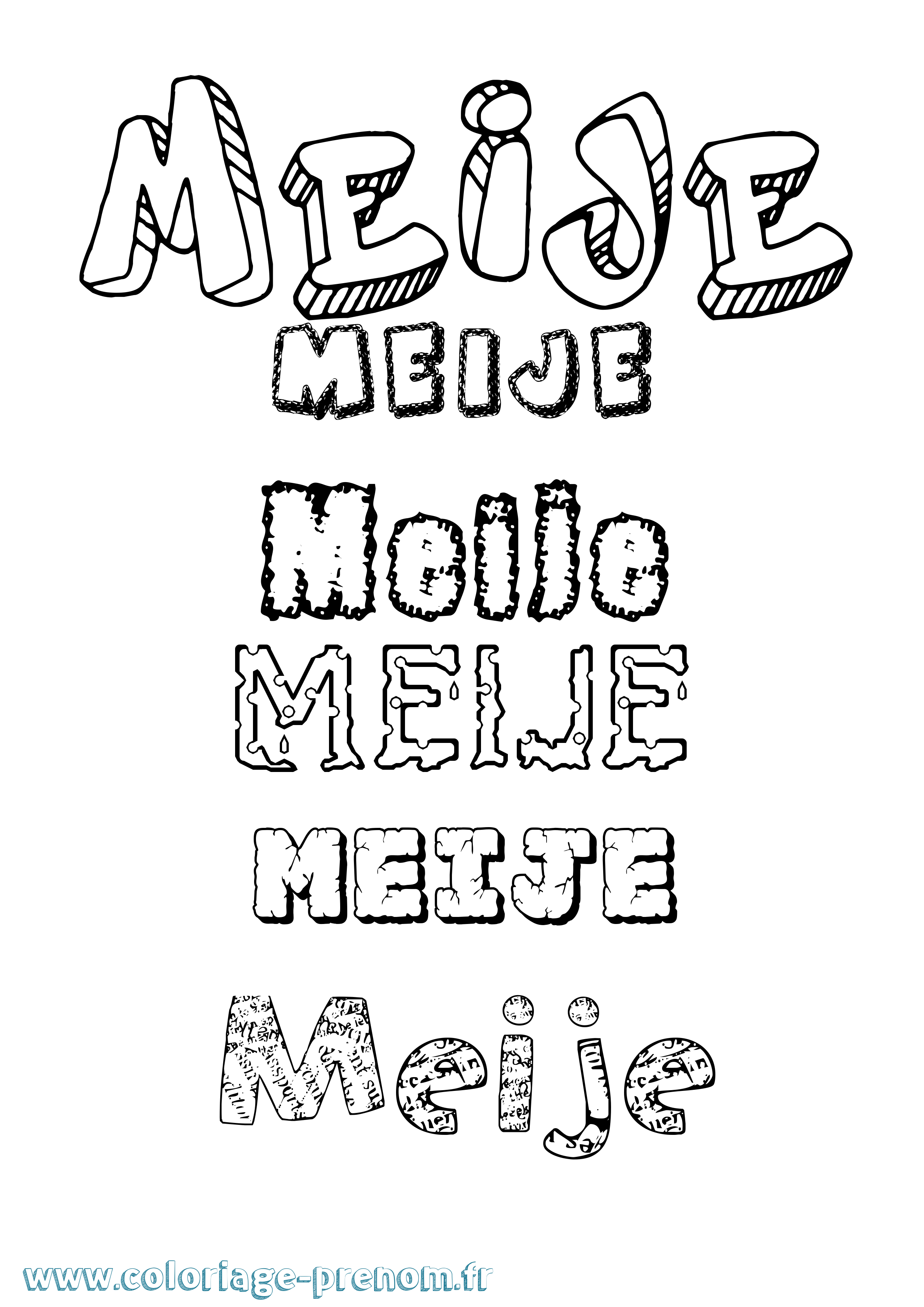 Coloriage Meije Destructuré Coloriage prénom Meije Destructuré