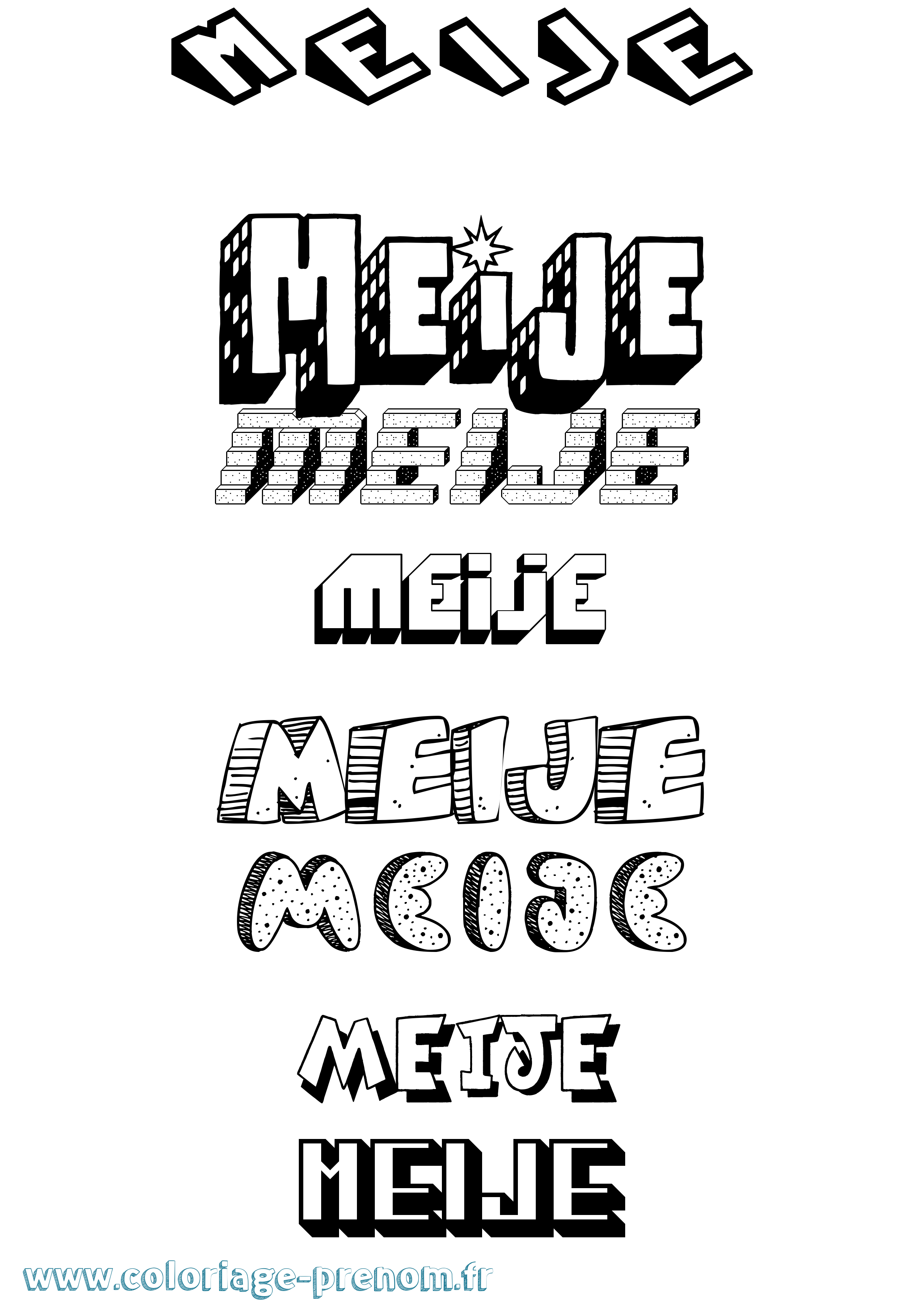 Coloriage Meije Effet 3D Coloriage prénom Meije Effet 3D