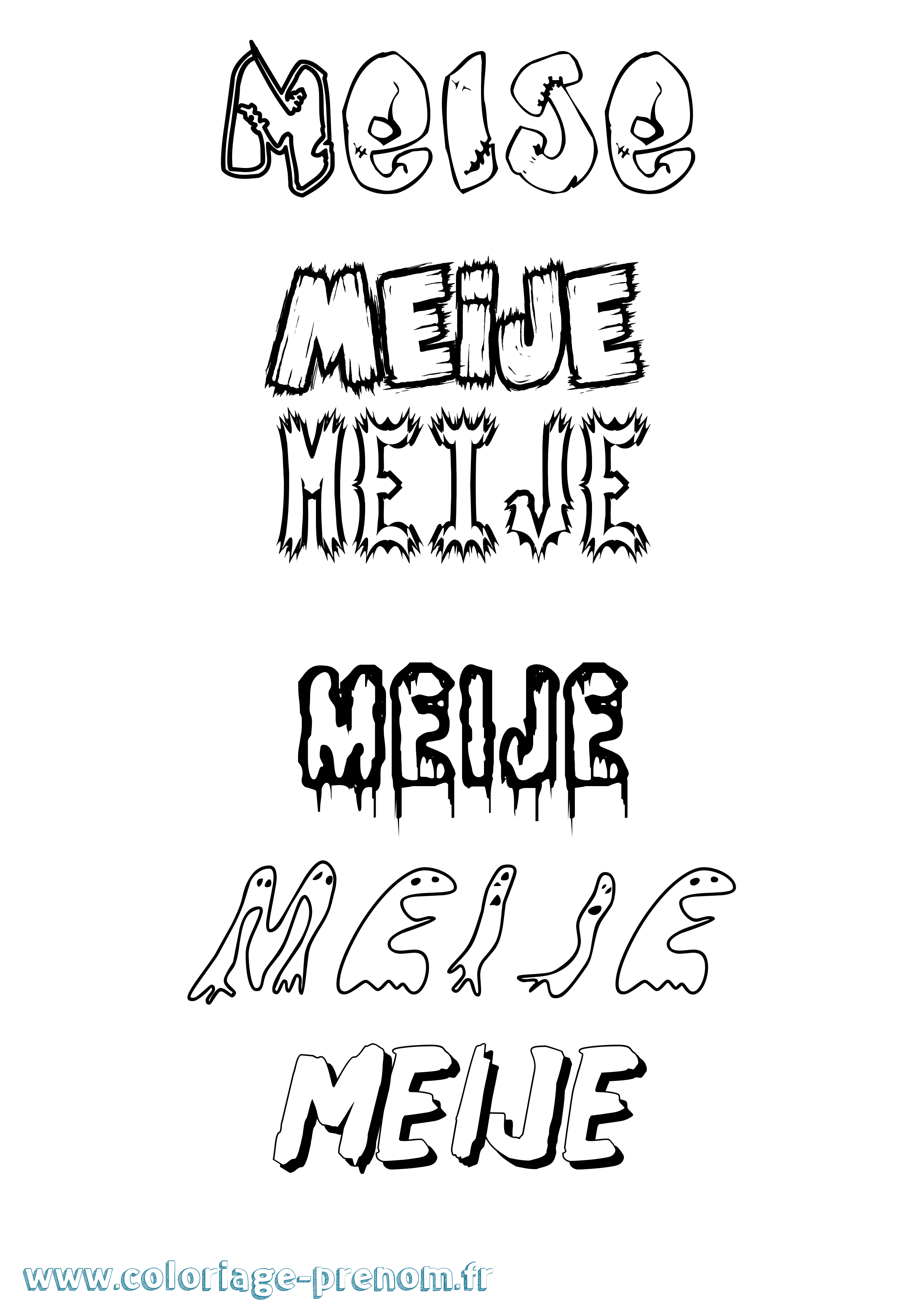 Coloriage Meije Frisson Coloriage prénom Meije Frisson