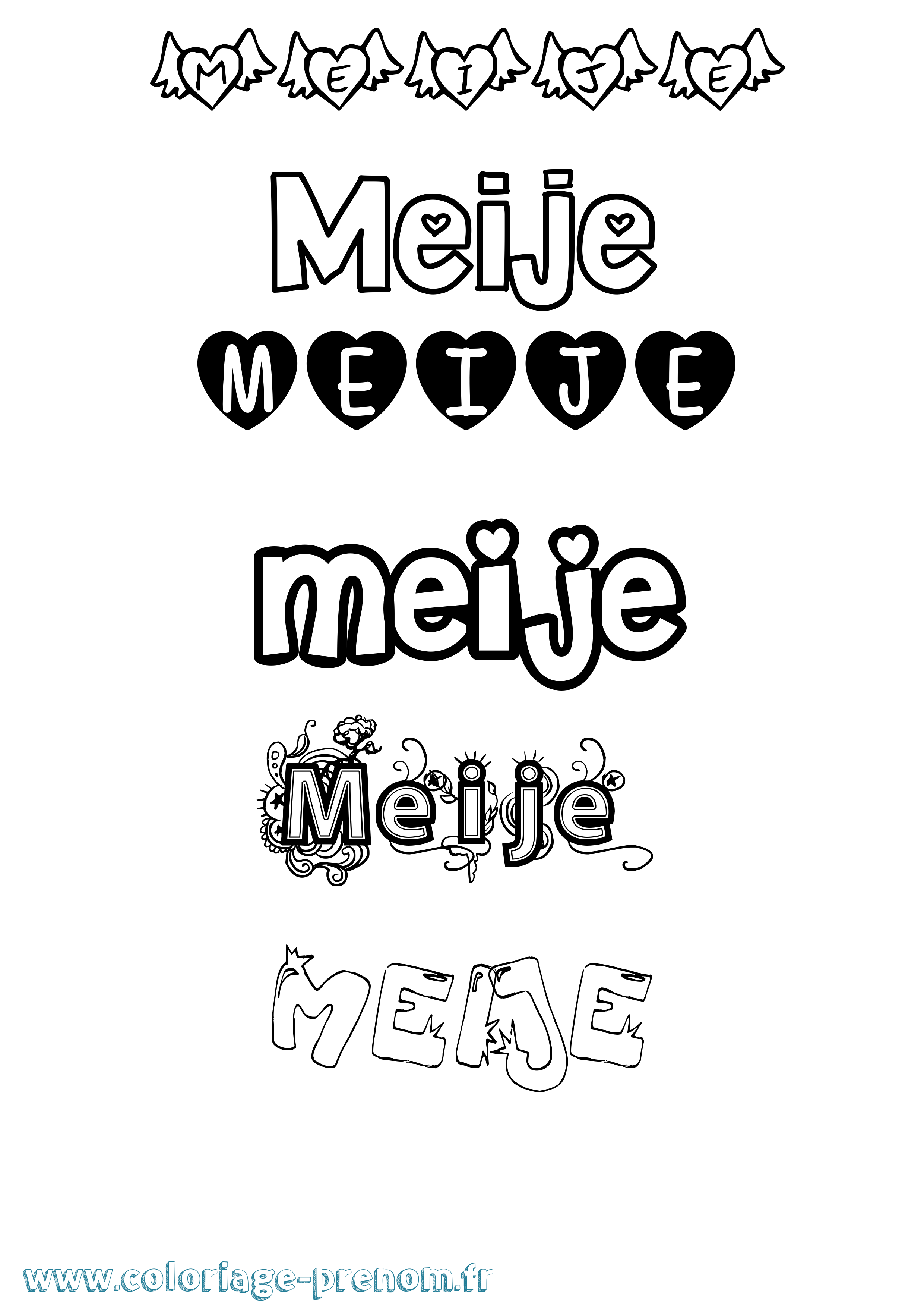 Coloriage Meije Girly Coloriage prénom Meije Girly