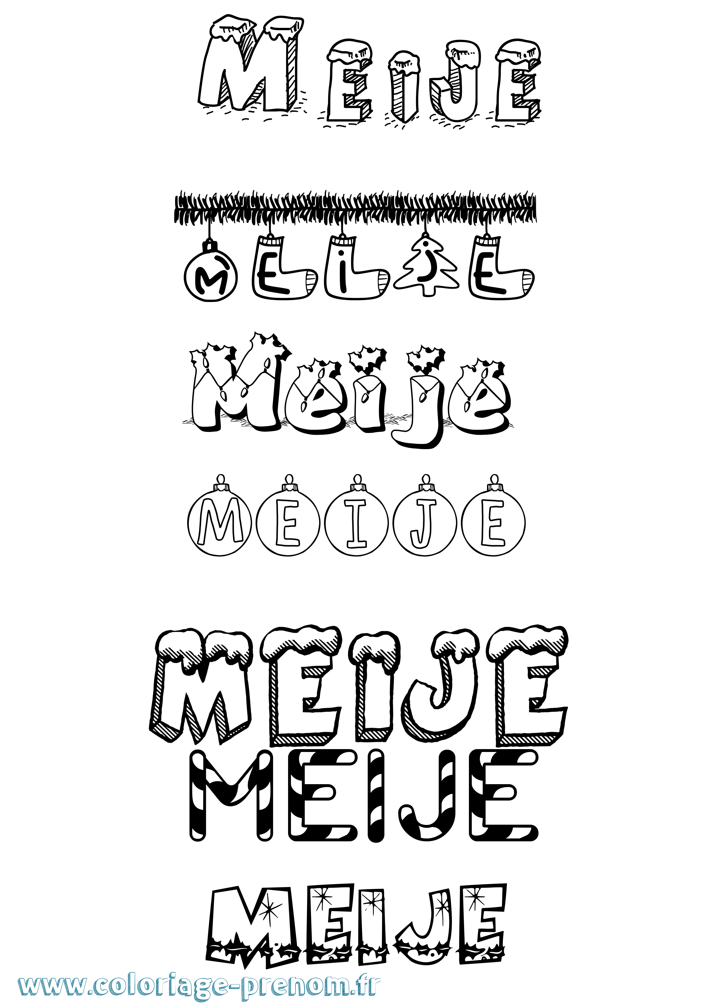 Coloriage Meije Noël Coloriage prénom Meije Noël