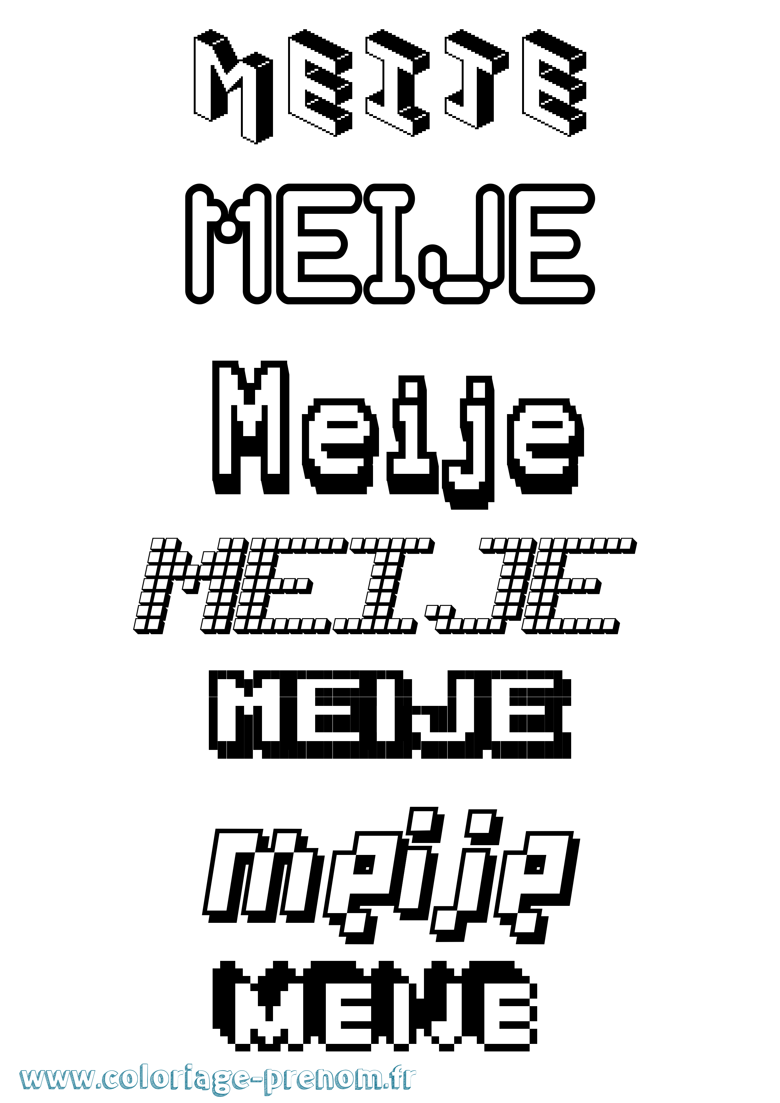 Coloriage Meije Pixel Coloriage prénom Meije Pixel