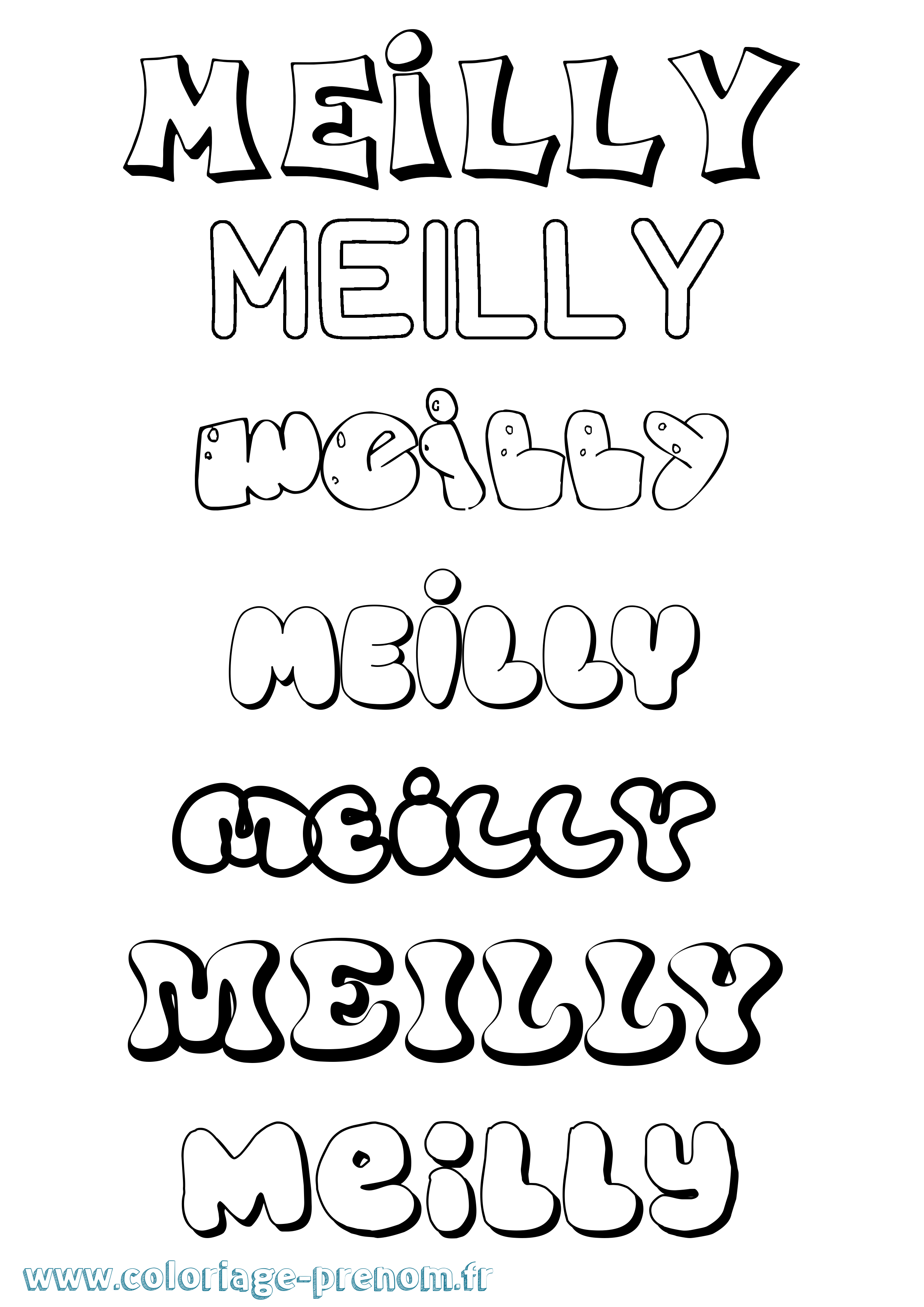Coloriage Meilly Bubble Coloriage prénom Meilly Bubble