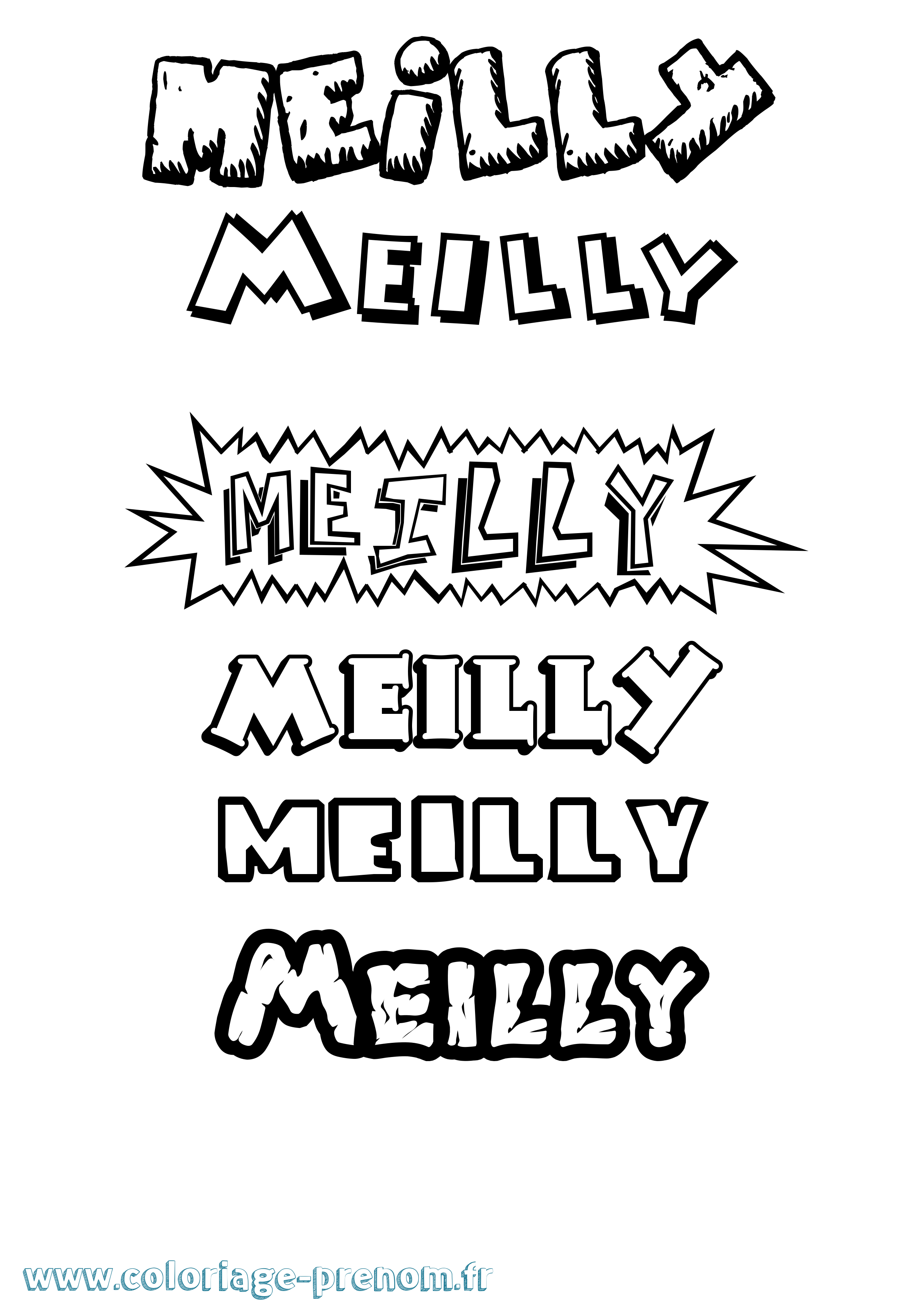 Coloriage Meilly Dessin Animé Coloriage prénom Meilly Dessin Animé
