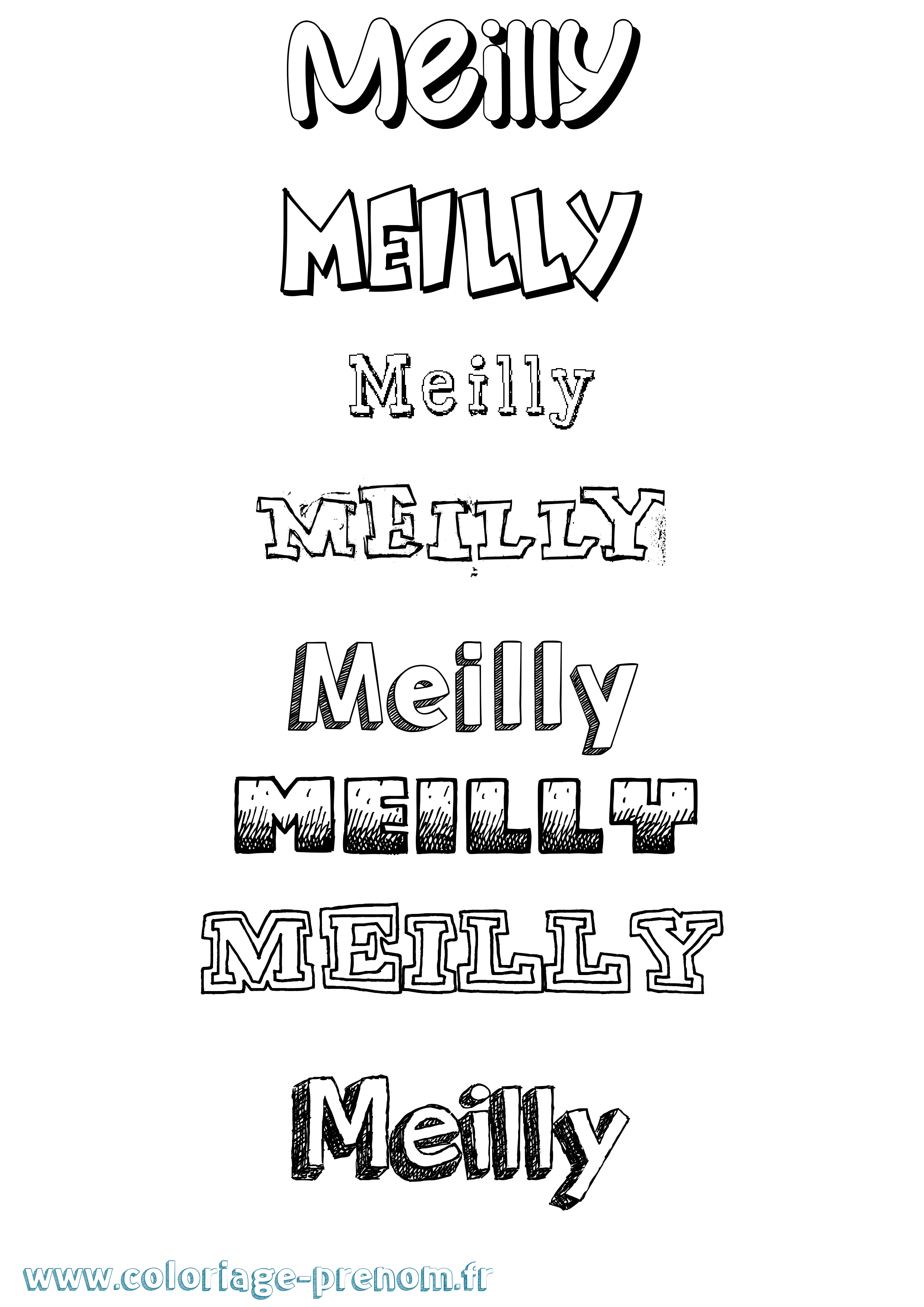 Coloriage Meilly Dessiné Coloriage prénom Meilly Dessiné