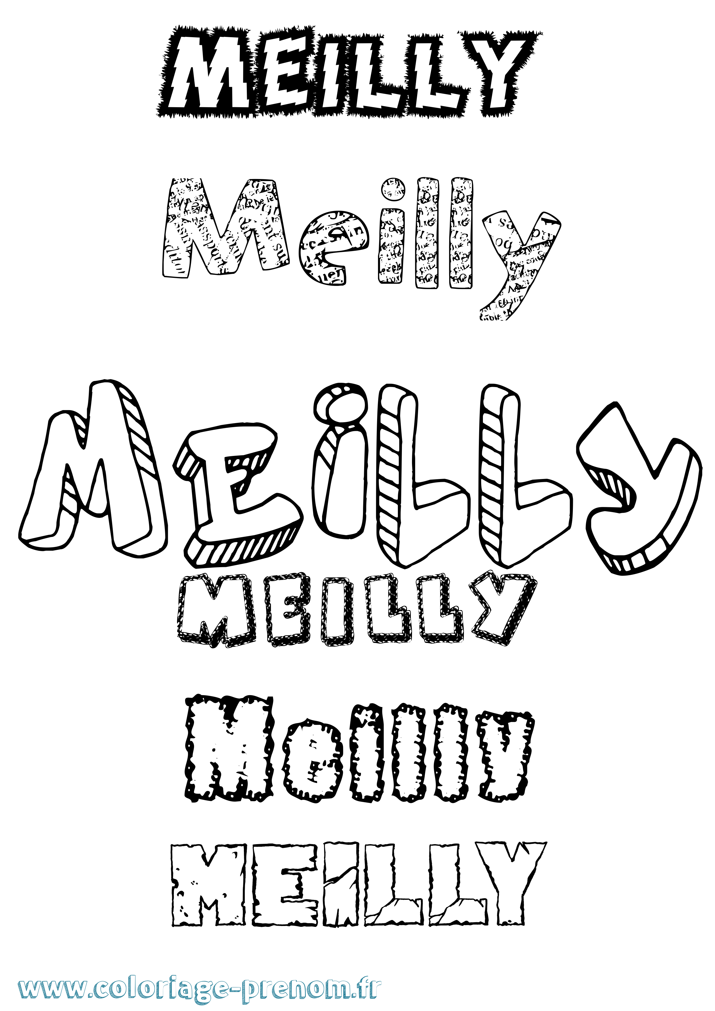 Coloriage Meilly Destructuré Coloriage prénom Meilly Destructuré