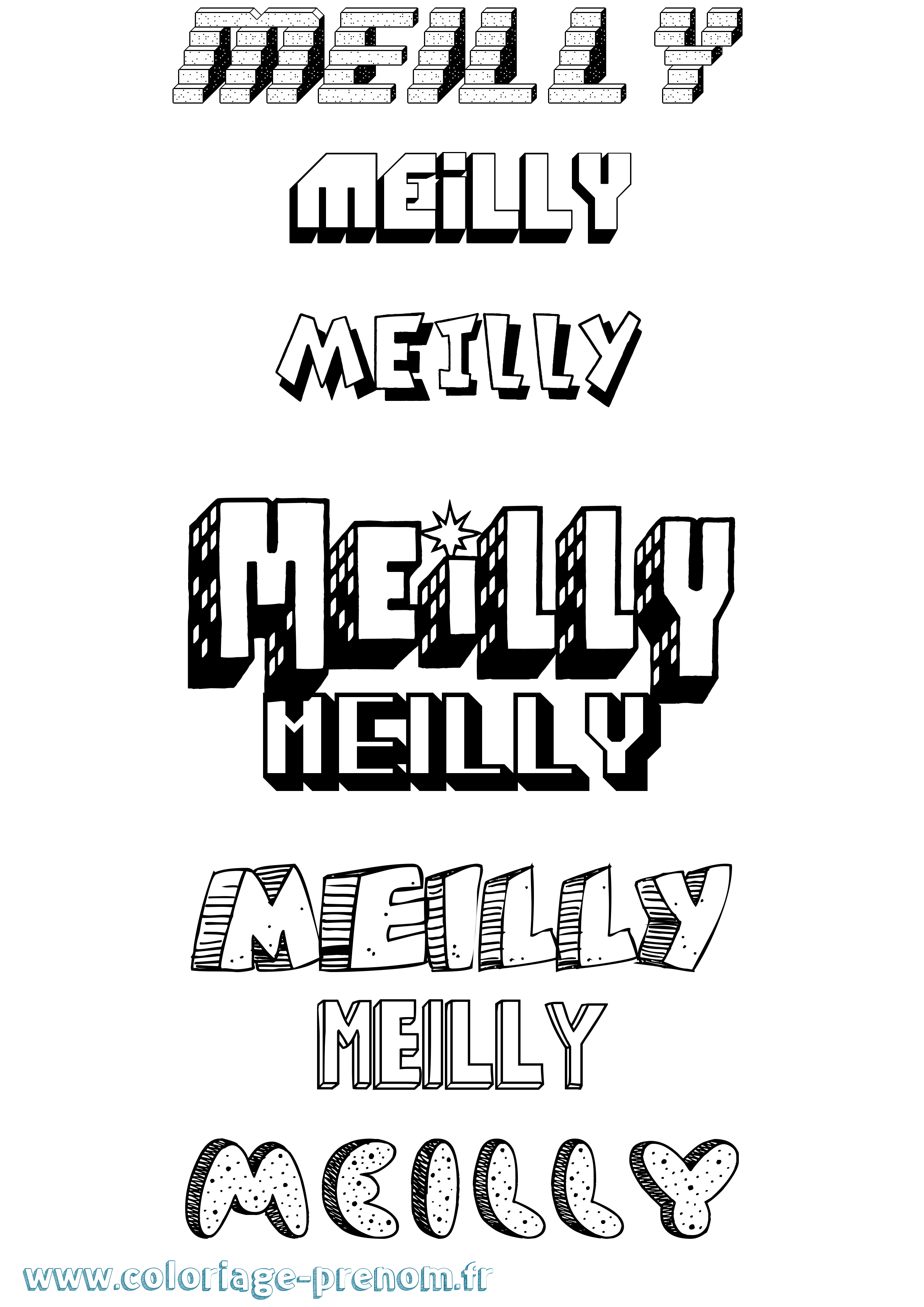 Coloriage Meilly Effet 3D Coloriage prénom Meilly Effet 3D