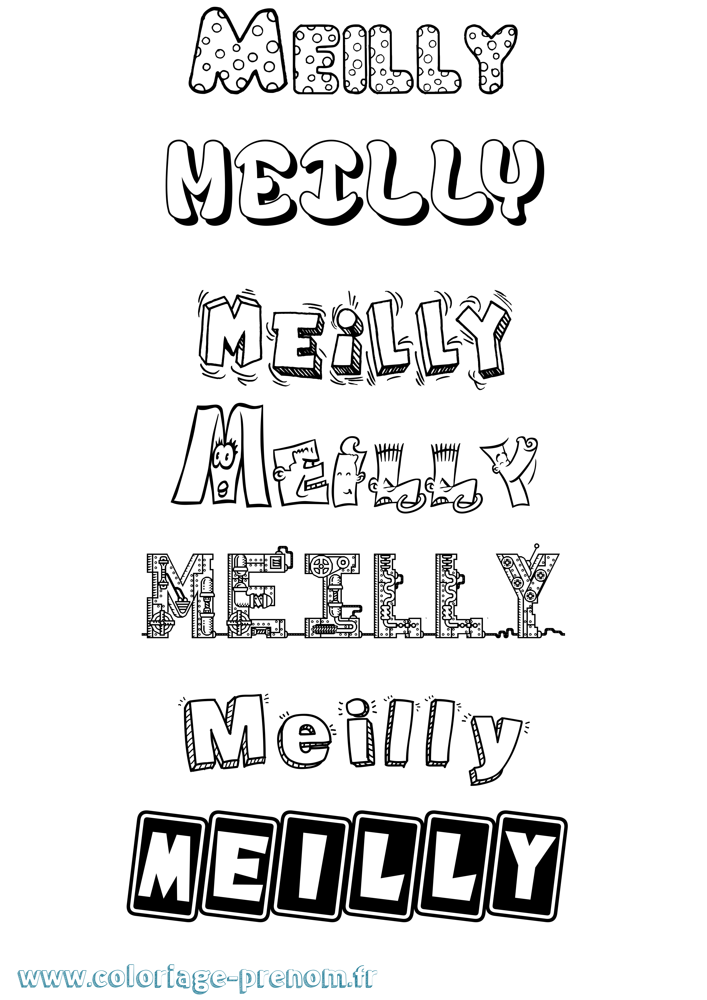 Coloriage Meilly Fun Coloriage prénom Meilly Fun