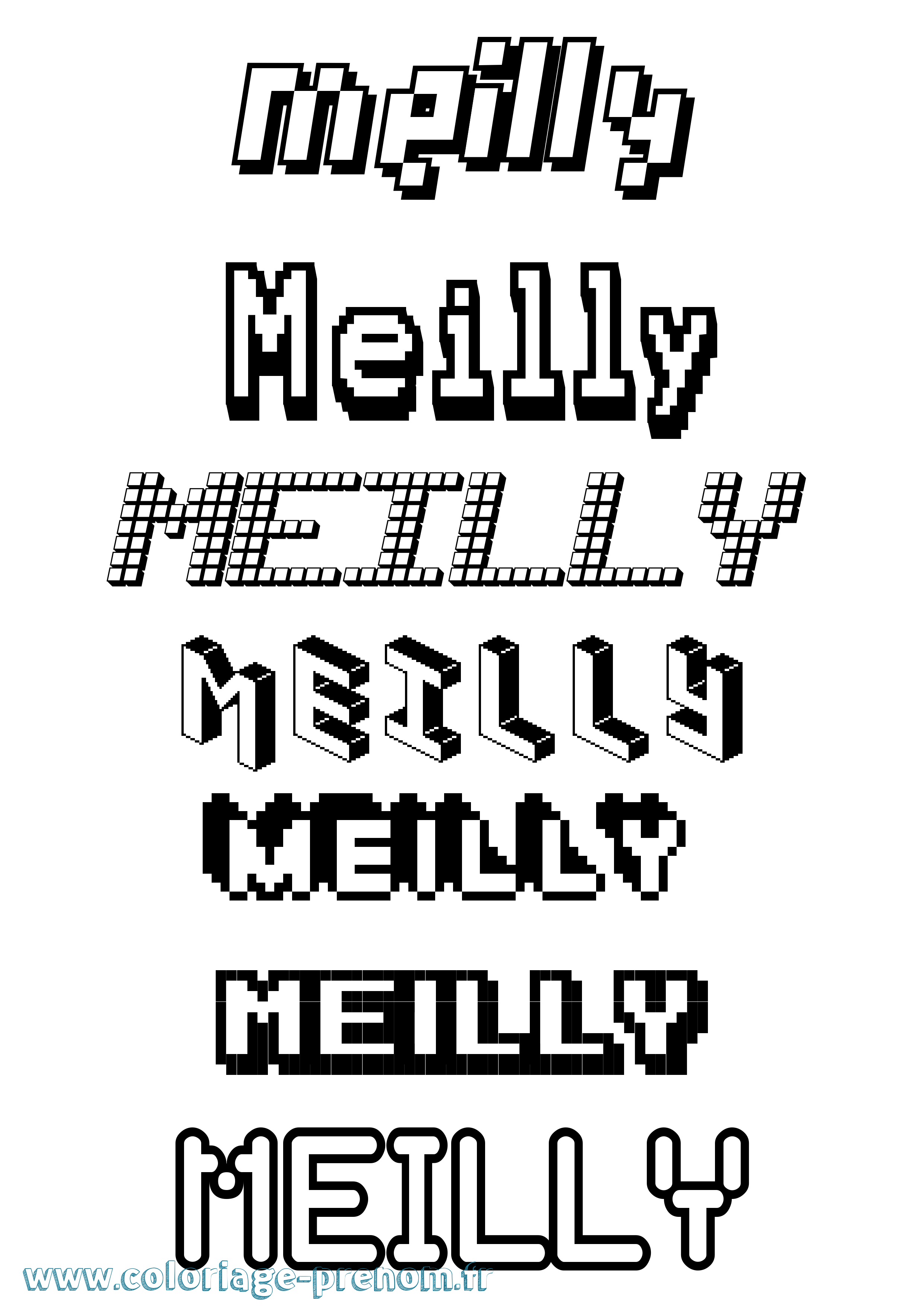 Coloriage Meilly Pixel Coloriage prénom Meilly Pixel
