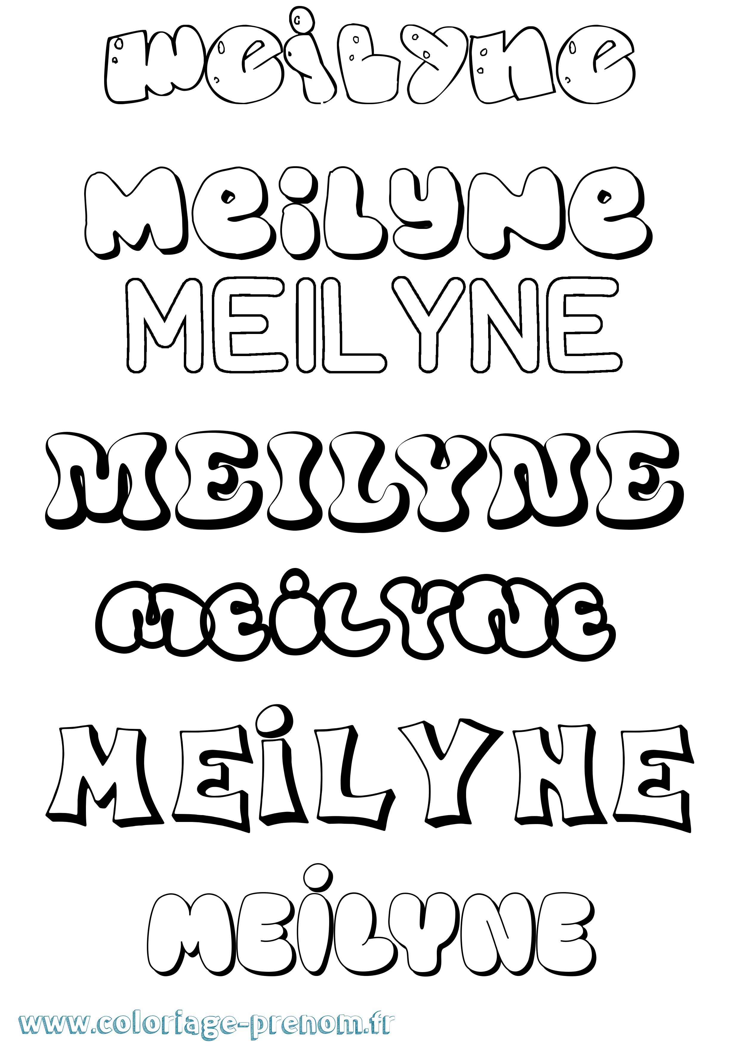Coloriage Meilyne Bubble Coloriage prénom Meilyne Bubble