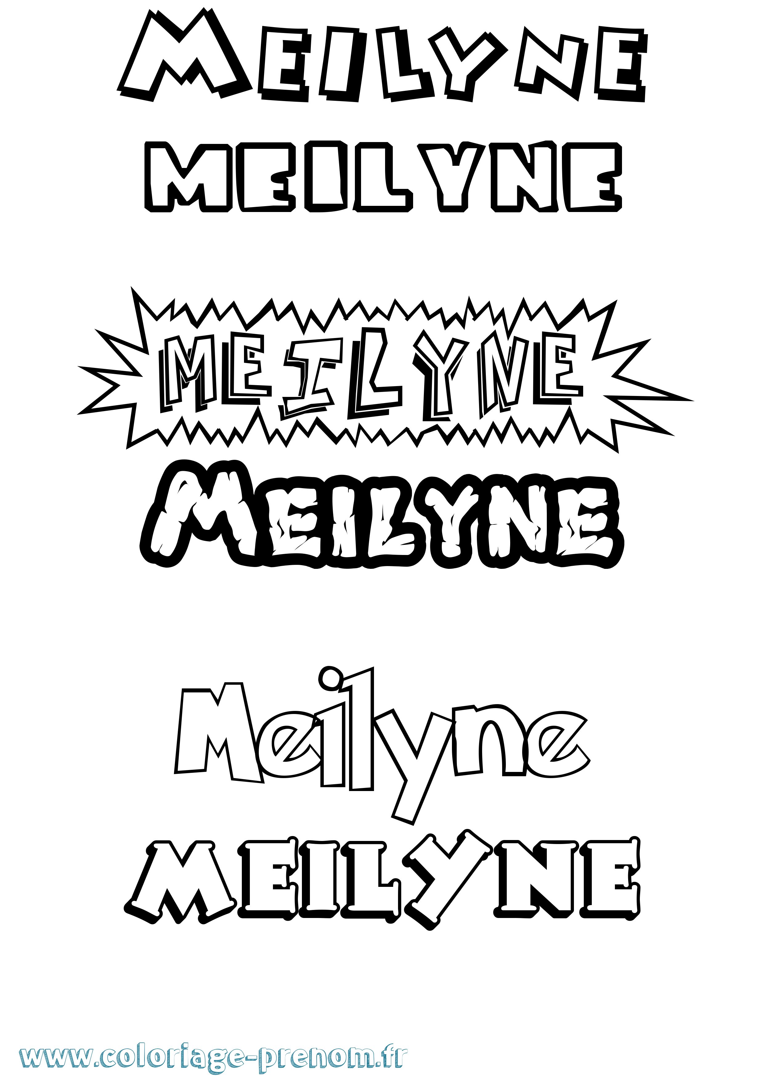 Coloriage Meilyne Dessin Animé Coloriage prénom Meilyne Dessin Animé